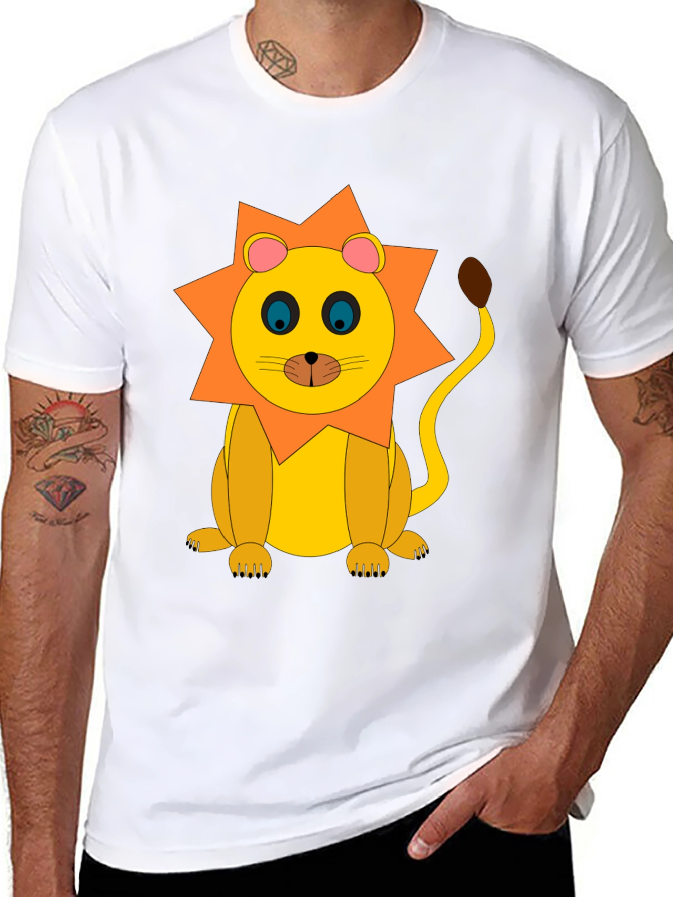 Lion Graphic Tee - Black Cotton T-Shirt