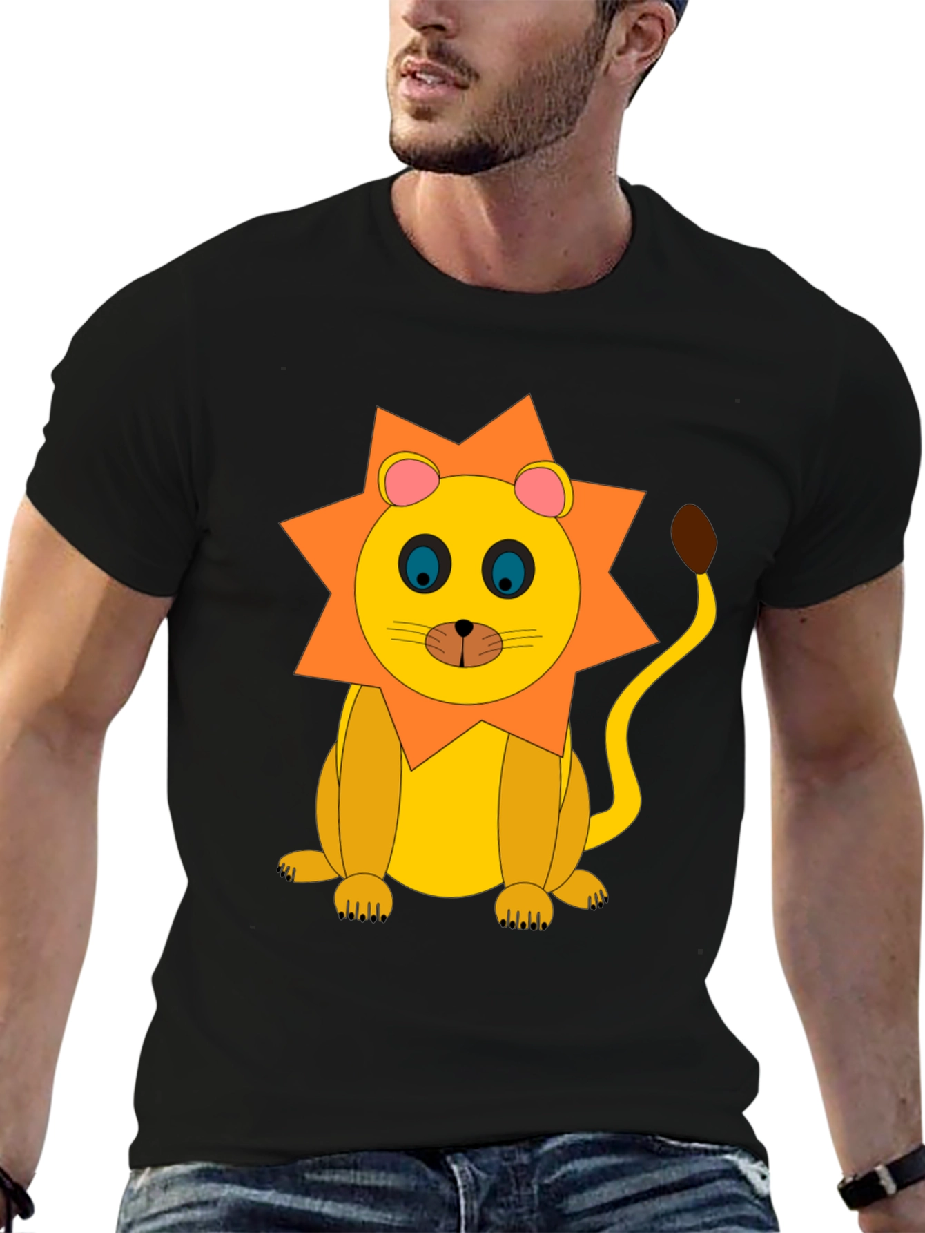 Lion Graphic Tee - Black Cotton T-Shirt