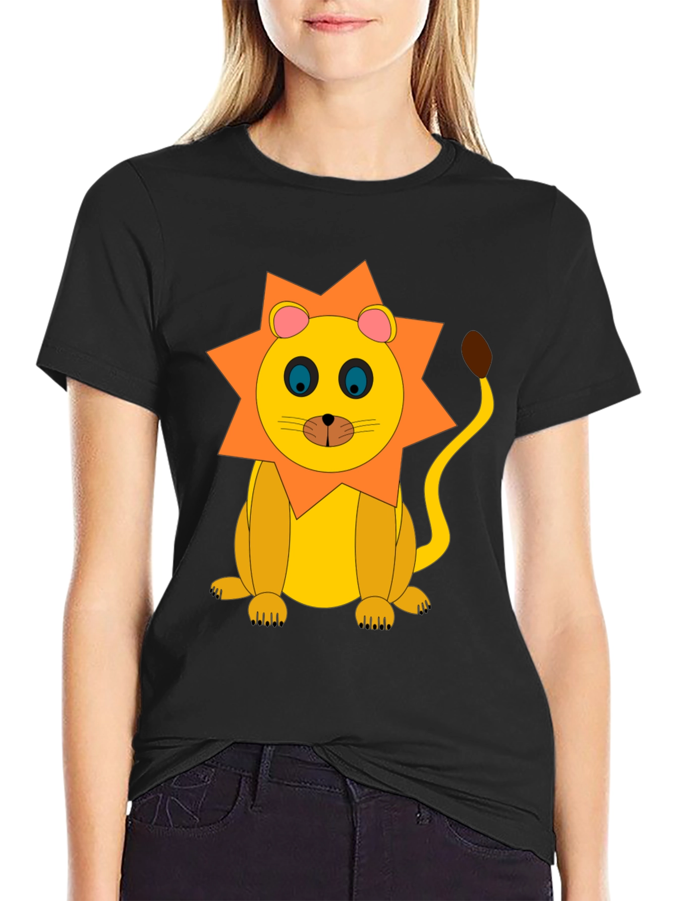 Lion Graphic Tee - Black Cotton T-Shirt