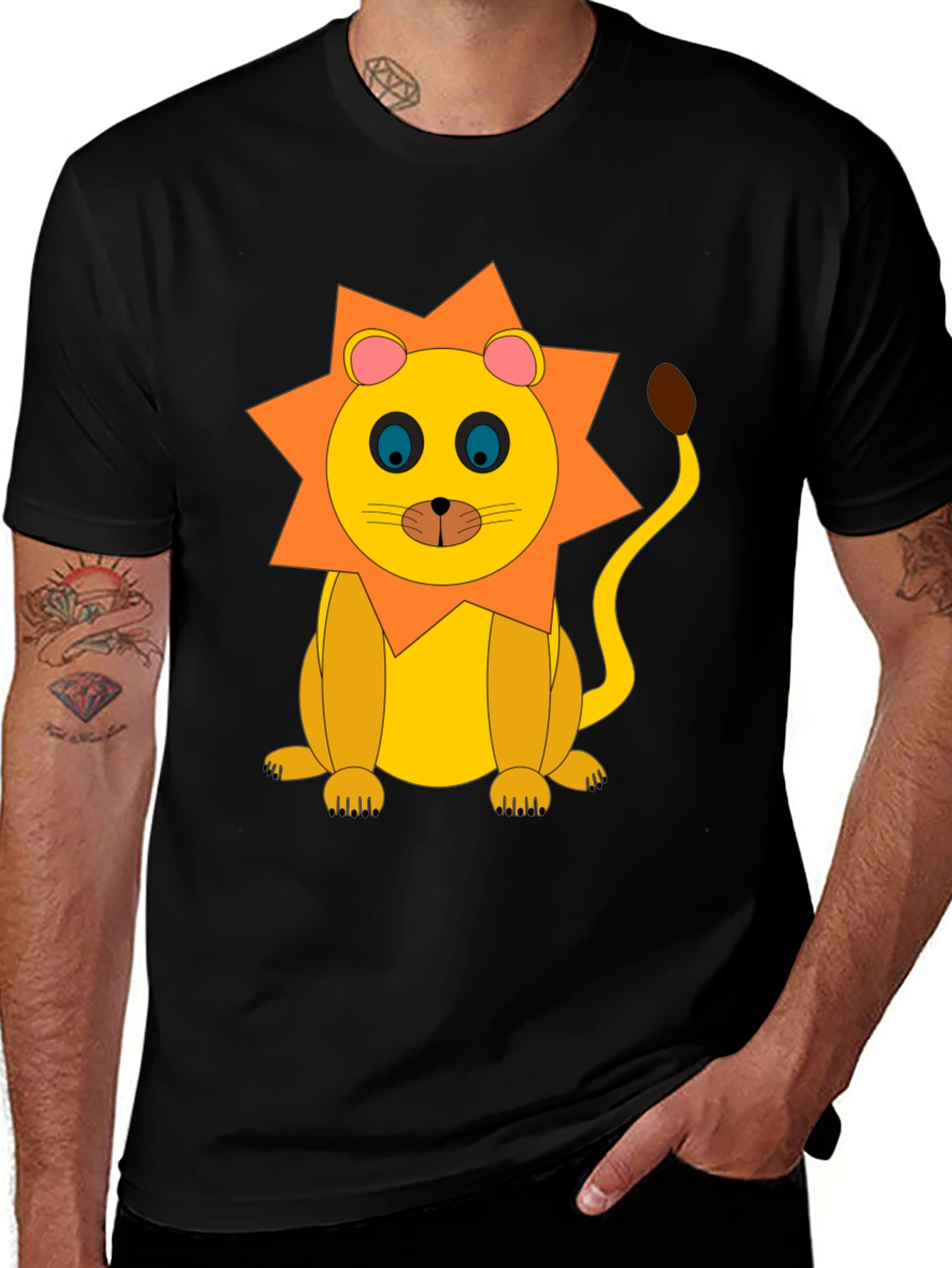 Lion Graphic Tee - Black Cotton T-Shirt