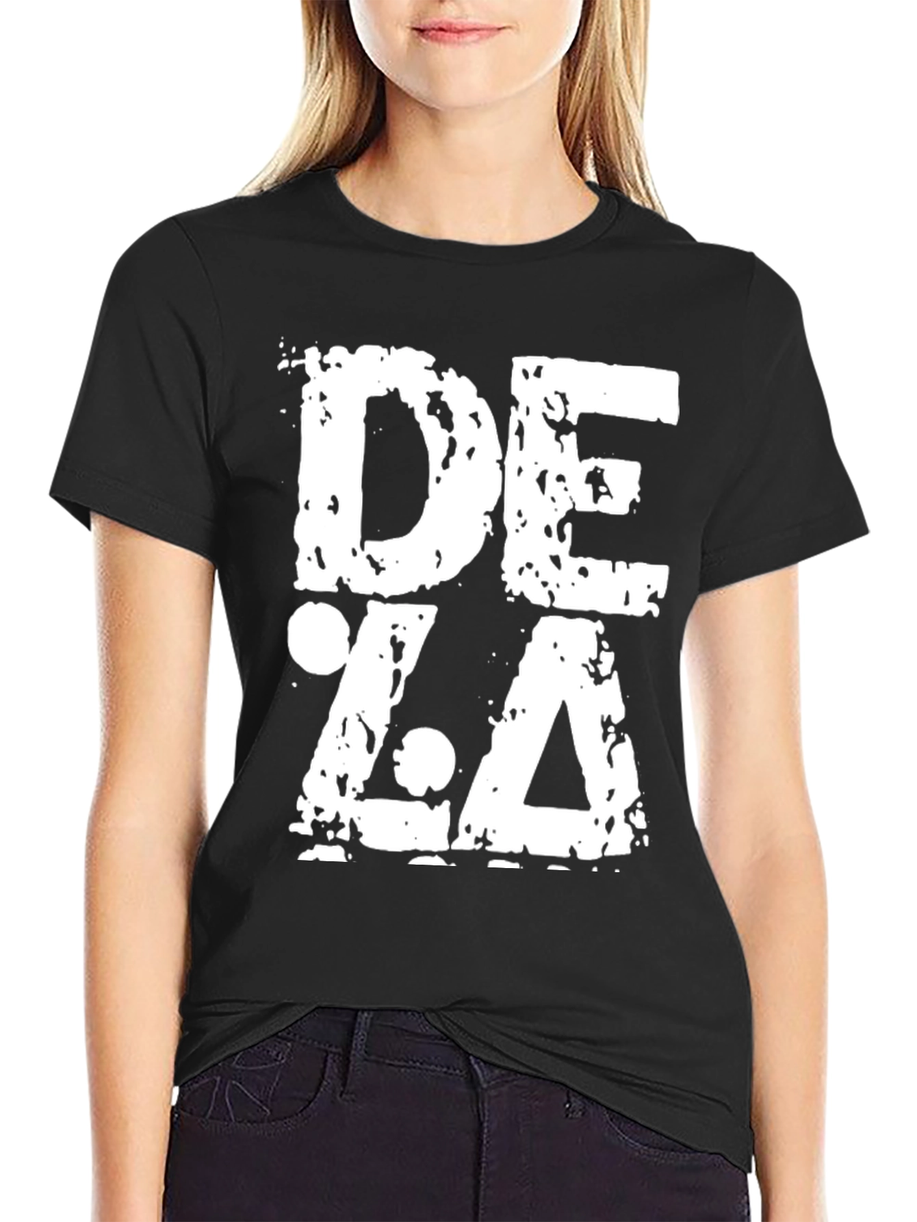 Grunge DEZA Graphic Print Black T-Shirt