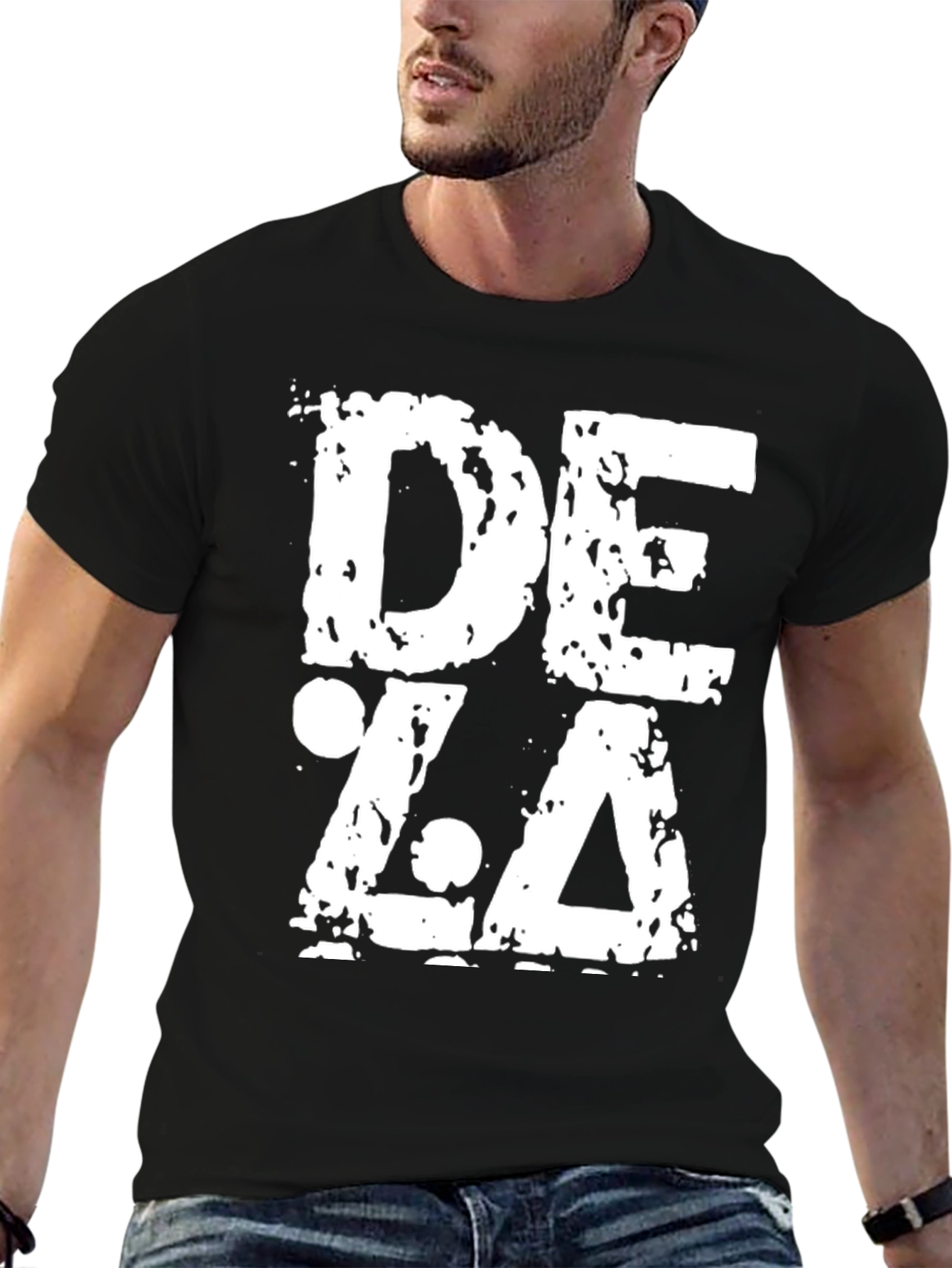 Grunge DEZA Graphic Print Black T-Shirt