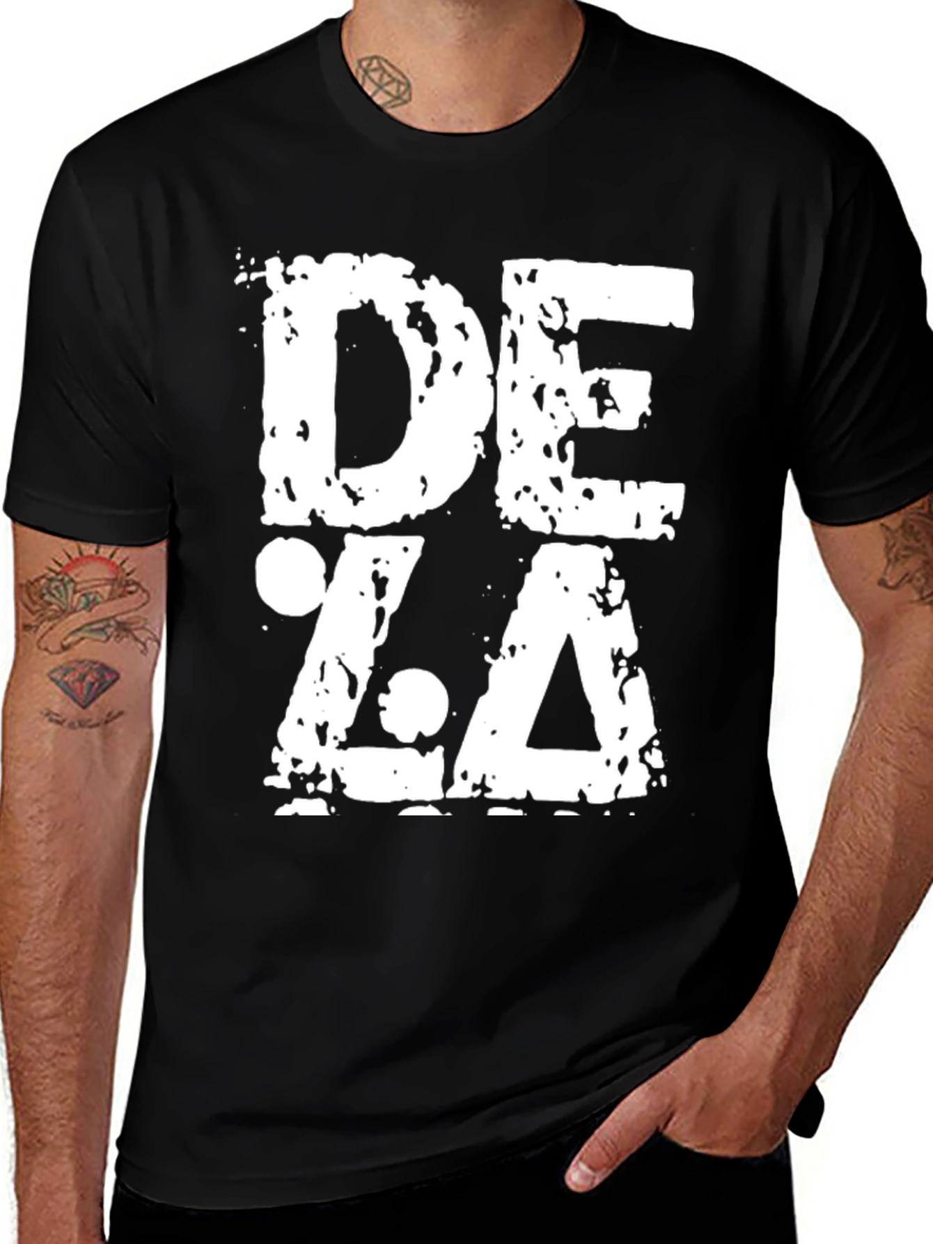 Grunge DEZA Graphic Print Black T-Shirt