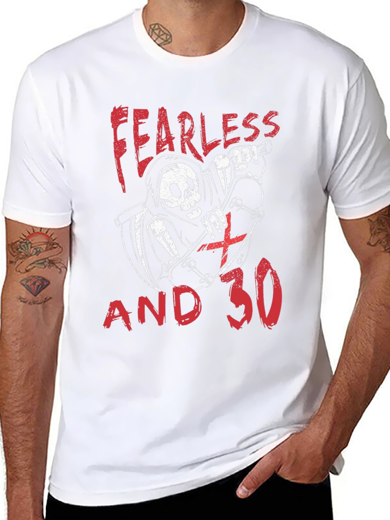 Fearless & 30 T-Shirt - Grim Reaper Skateboard Tee