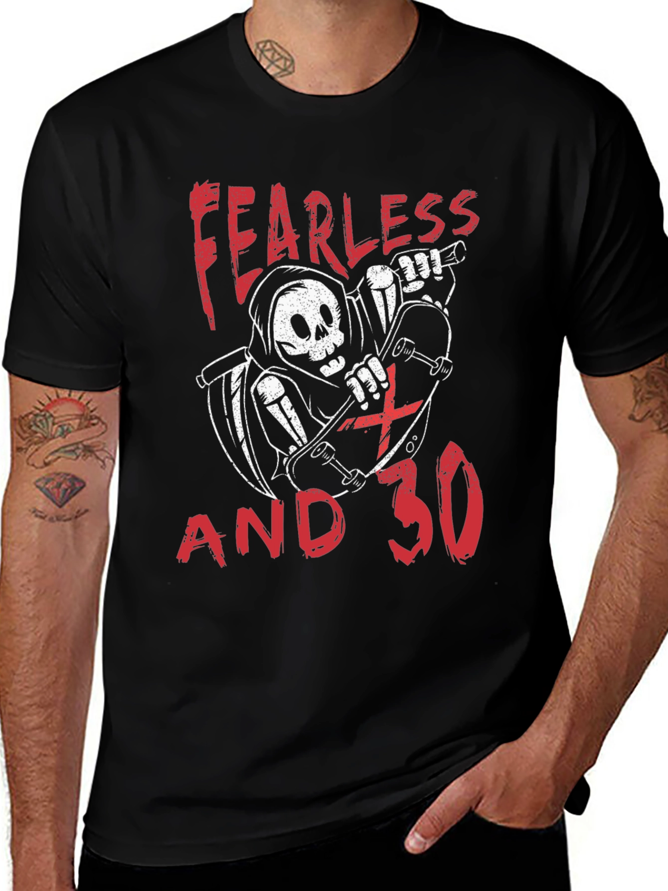 Fearless & 30 T-Shirt - Grim Reaper Skateboard Tee