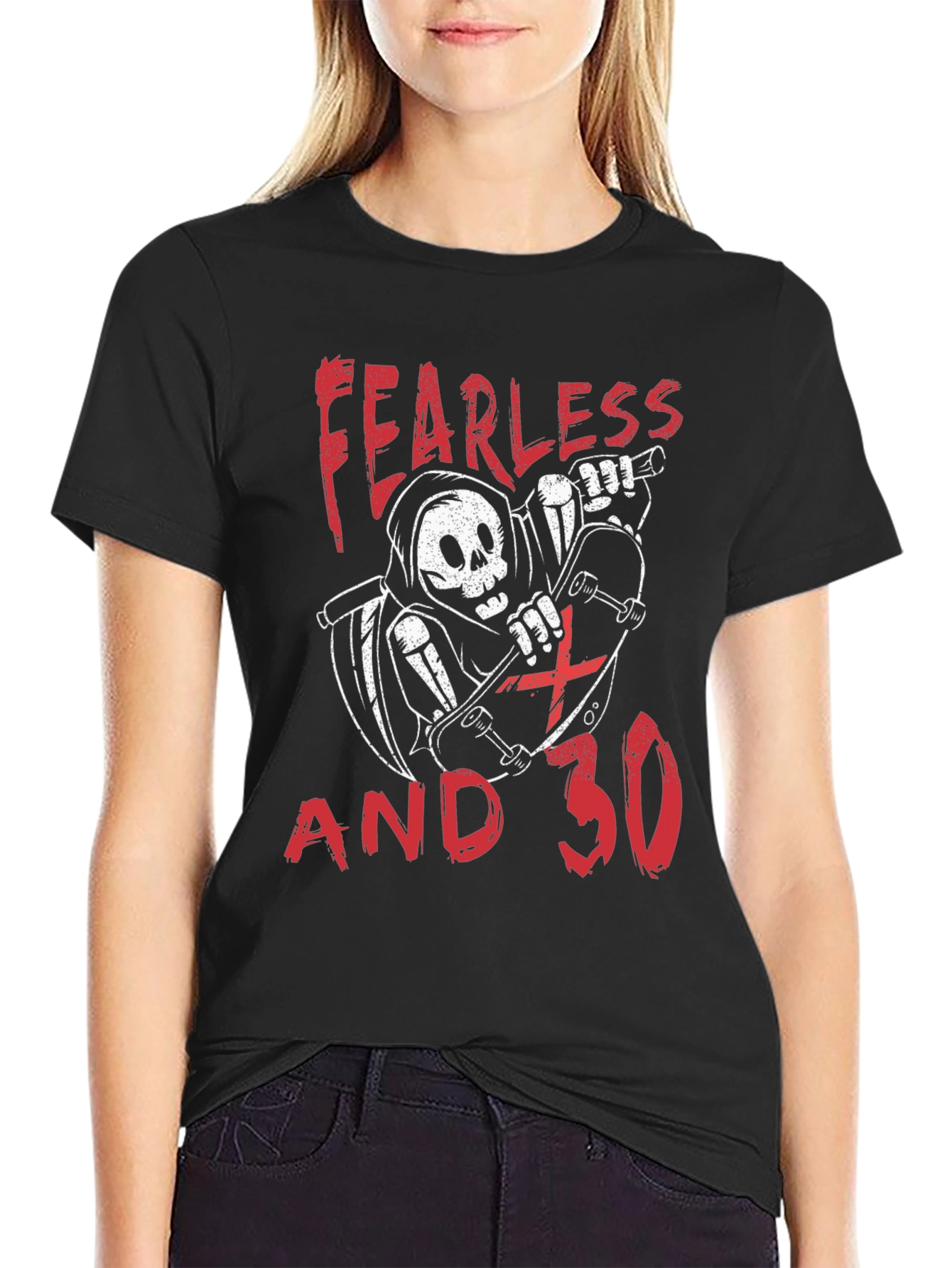 Fearless & 30 T-Shirt - Grim Reaper Skateboard Tee