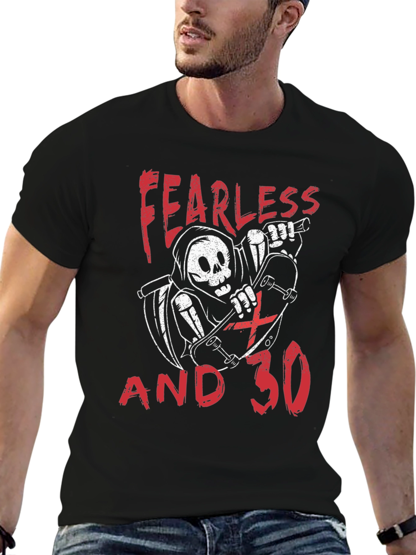 Fearless & 30 T-Shirt - Grim Reaper Skateboard Tee