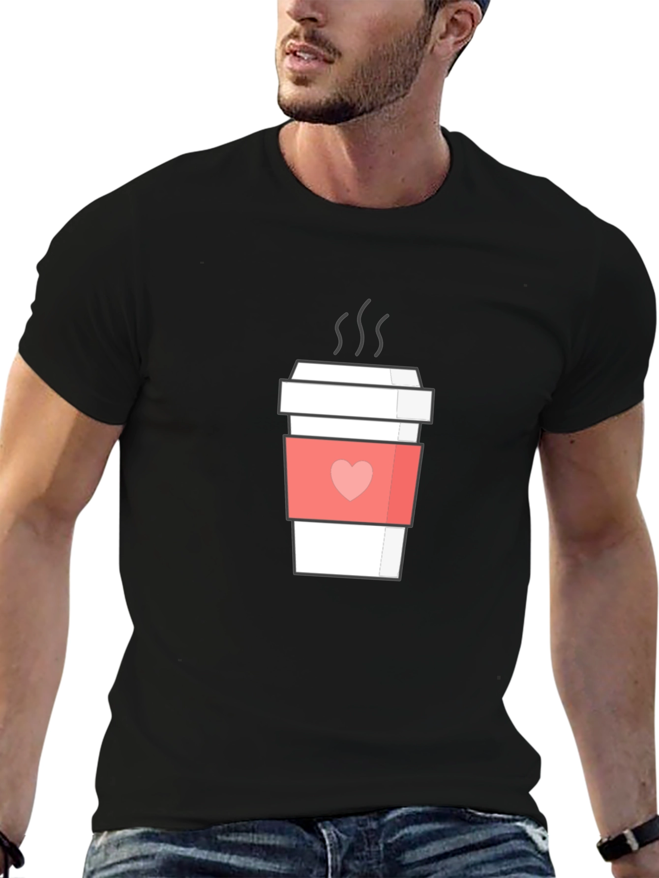 Coffee Lover Tee - Heart Sleeve