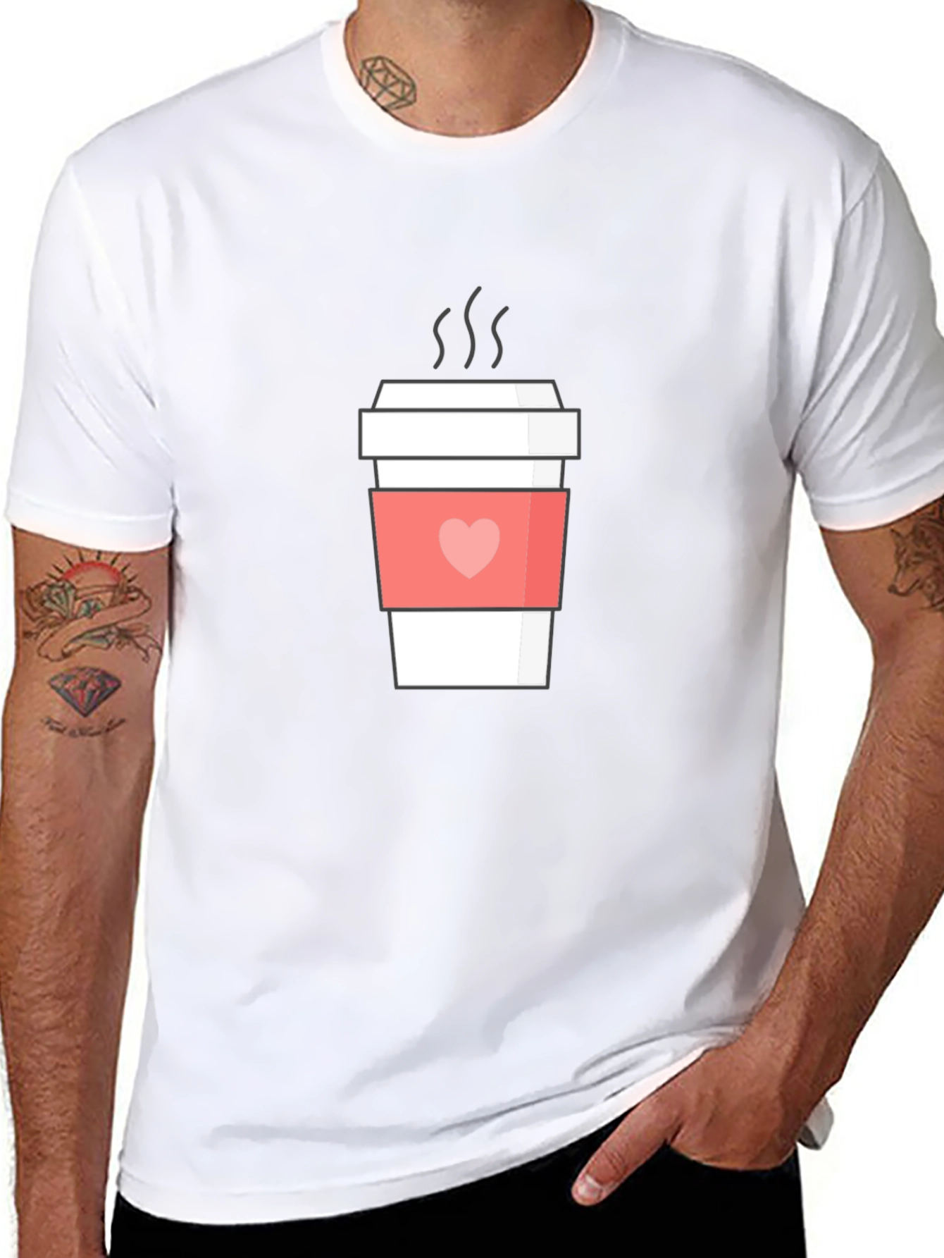 Coffee Lover Tee - Heart Sleeve