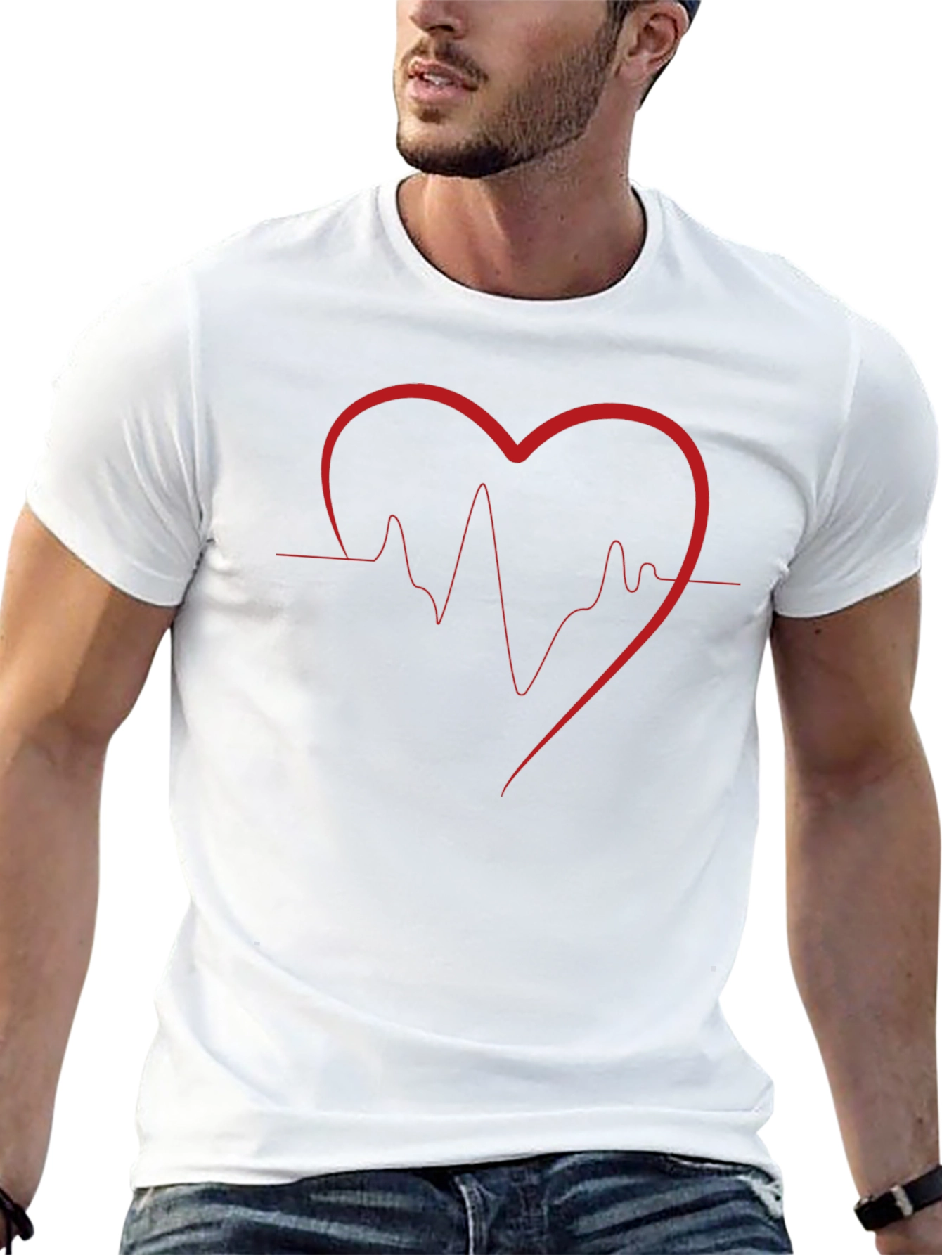 Heartbeat Heart Graphic T-Shirt - Love Pulse Tee