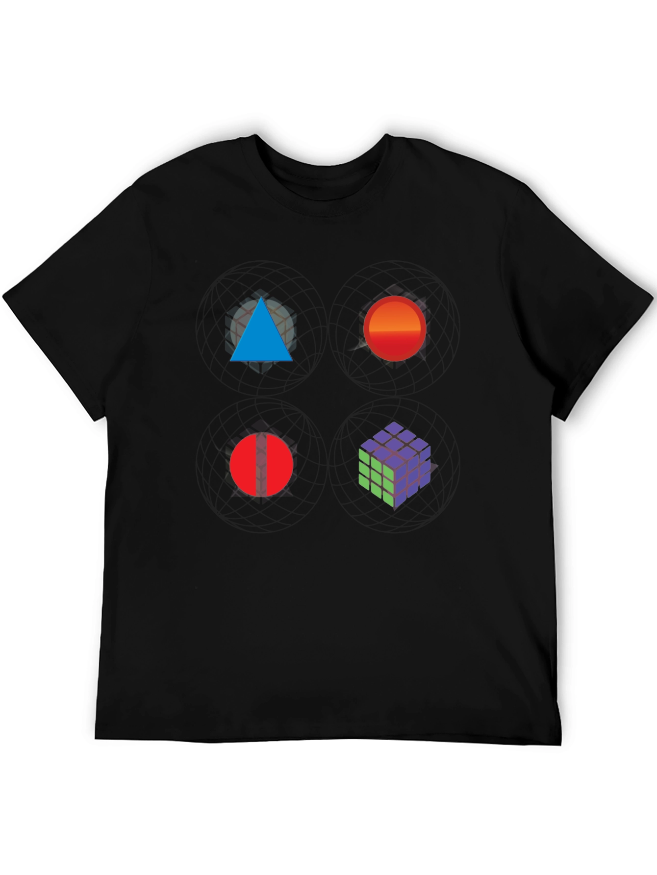 Geometric Print Tee - Abstract Art Black T-Shirt