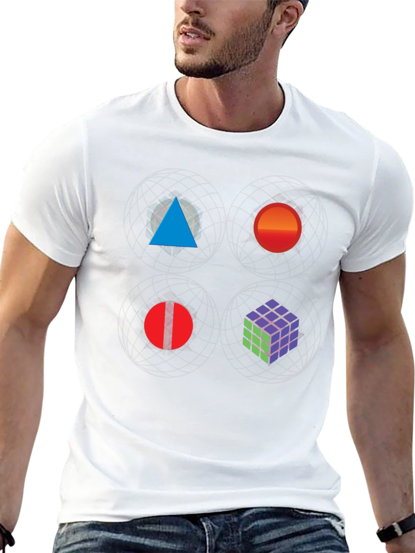 Geometric Print Tee - Abstract Art Black T-Shirt