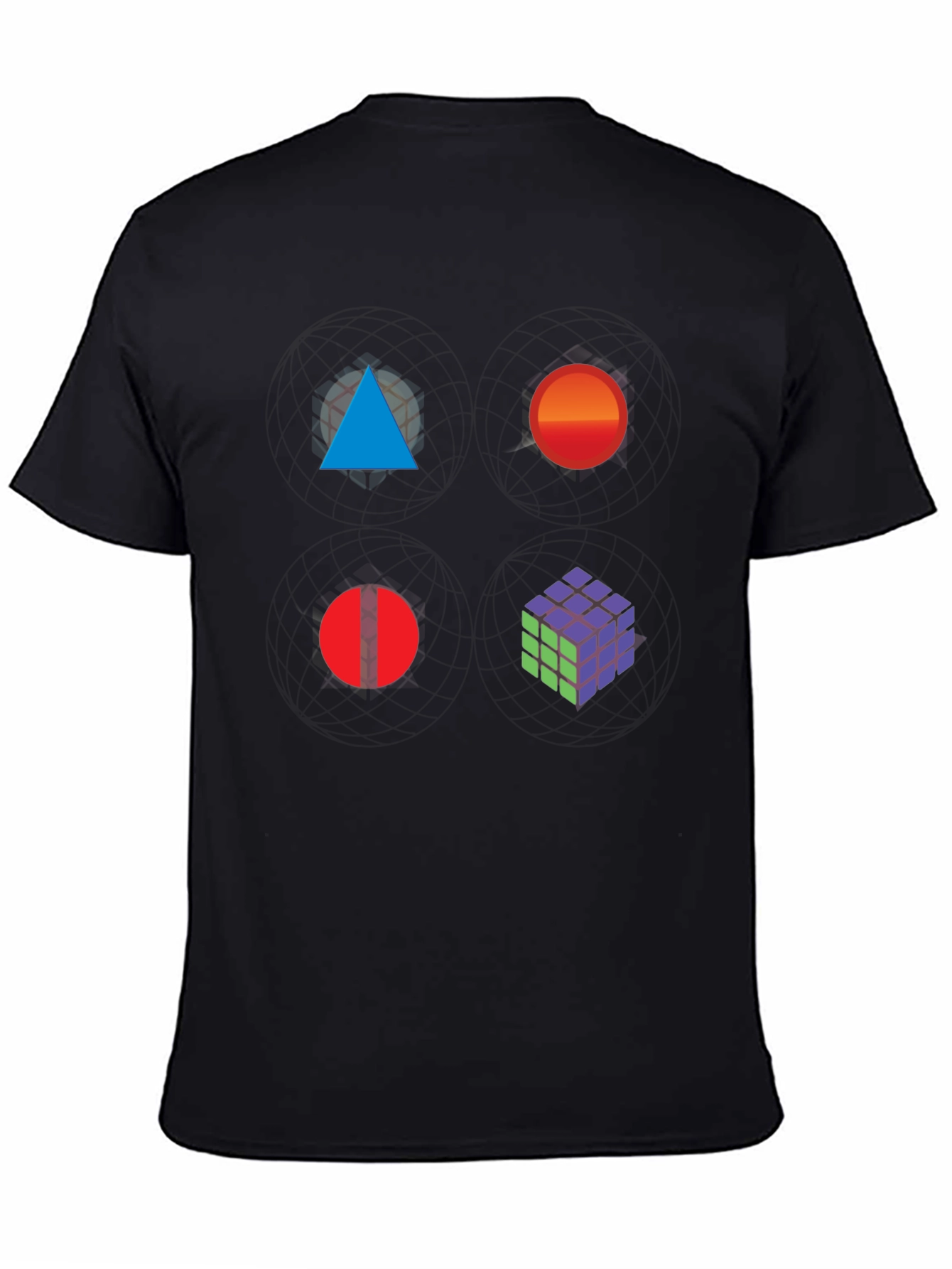Geometric Print Tee - Abstract Art Black T-Shirt