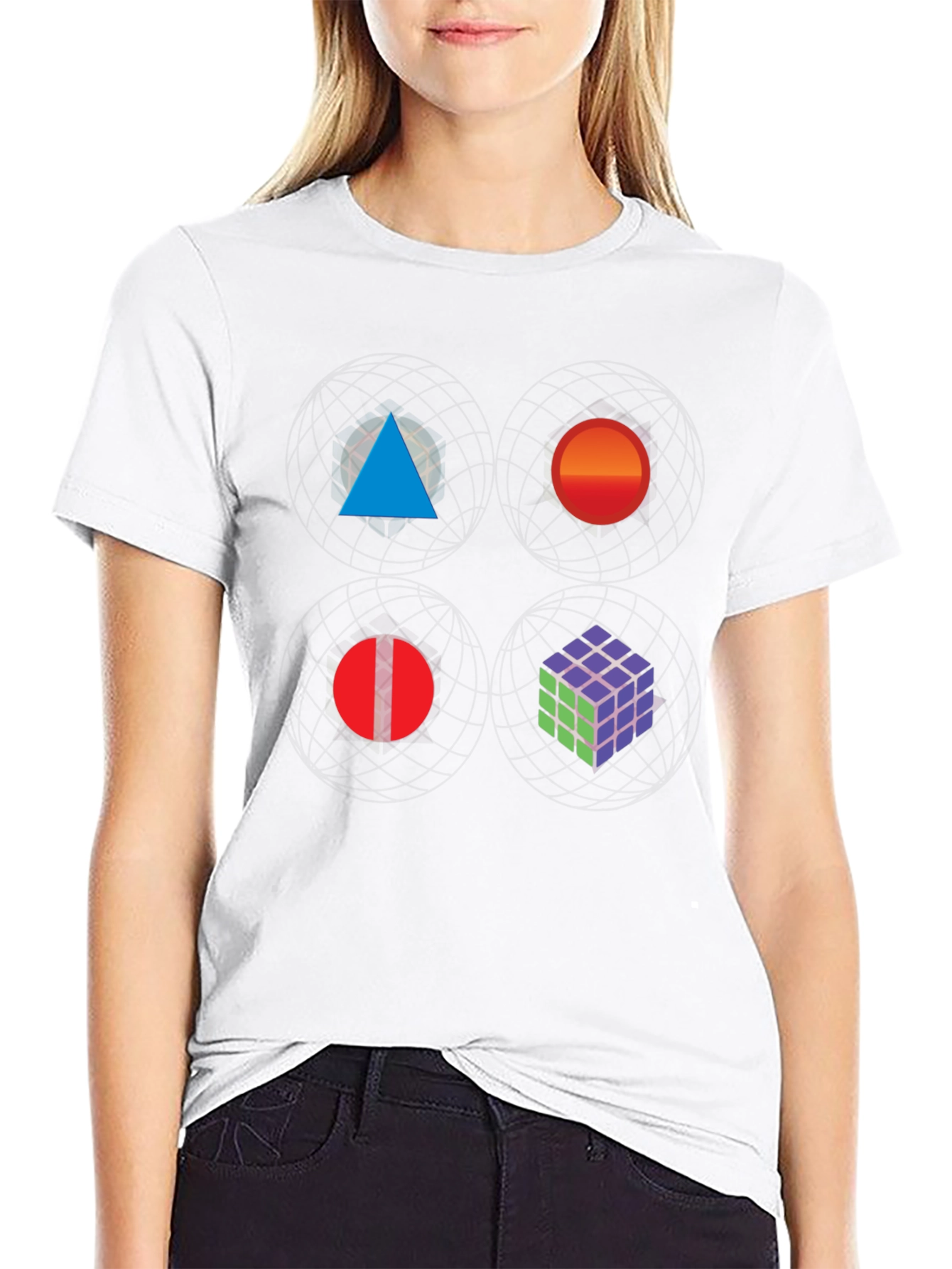 Geometric Print Tee - Abstract Art Black T-Shirt