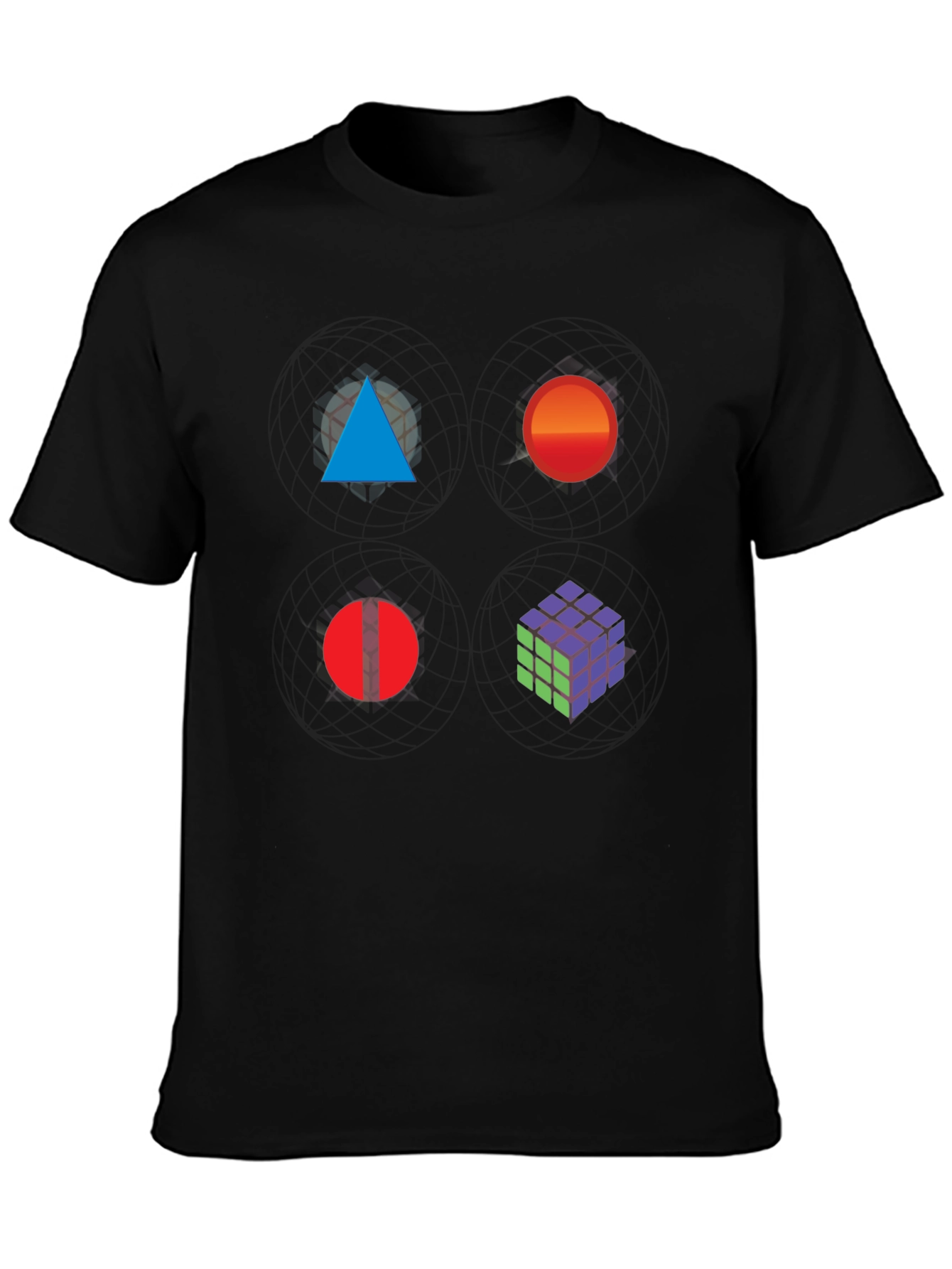 Geometric Print Tee - Abstract Art Black T-Shirt