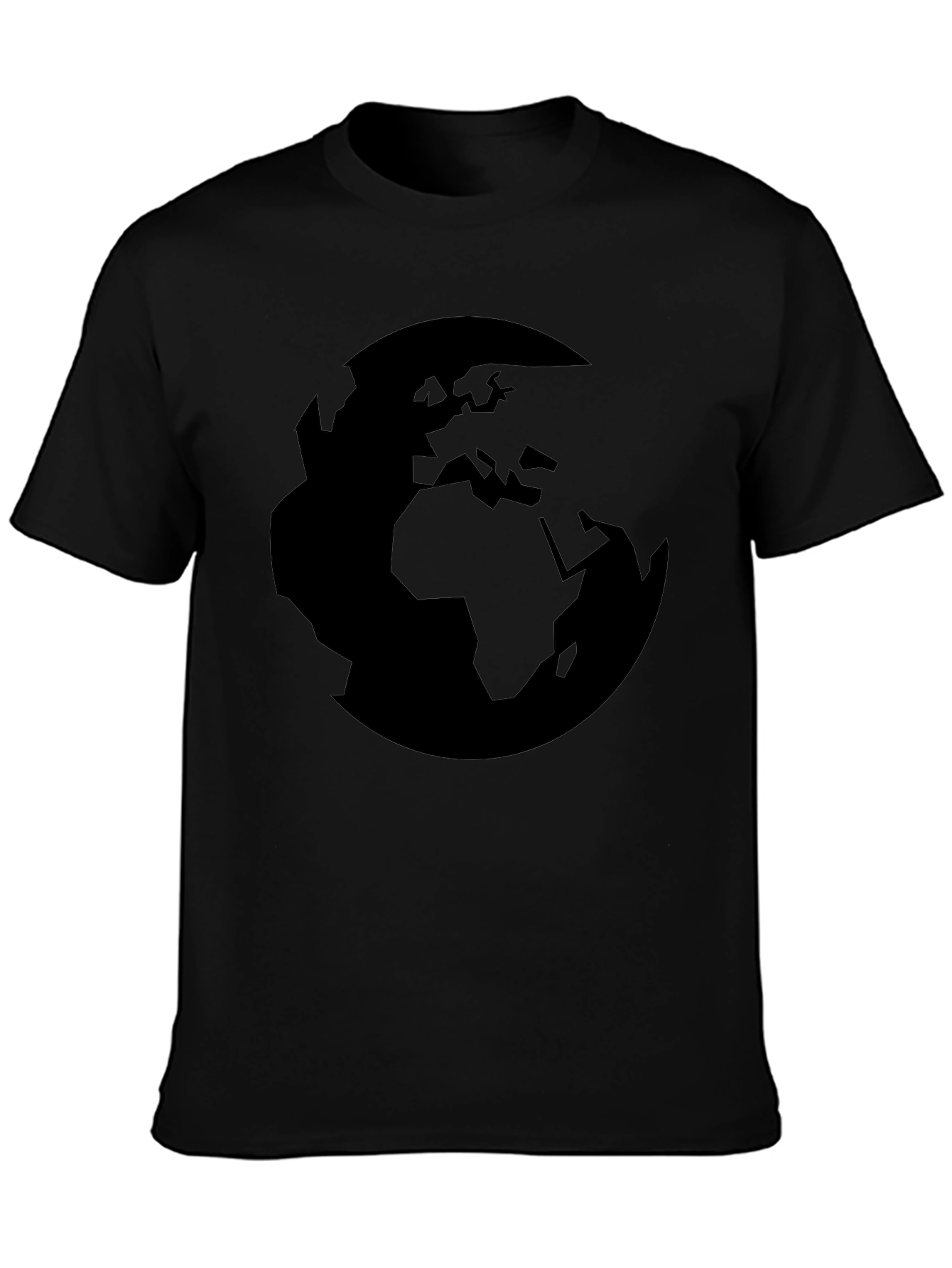 Earth Silhouette Graphic Tee - Black Cotton Comfort