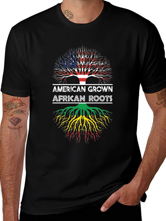 American Grown African Roots Black T-Shirt