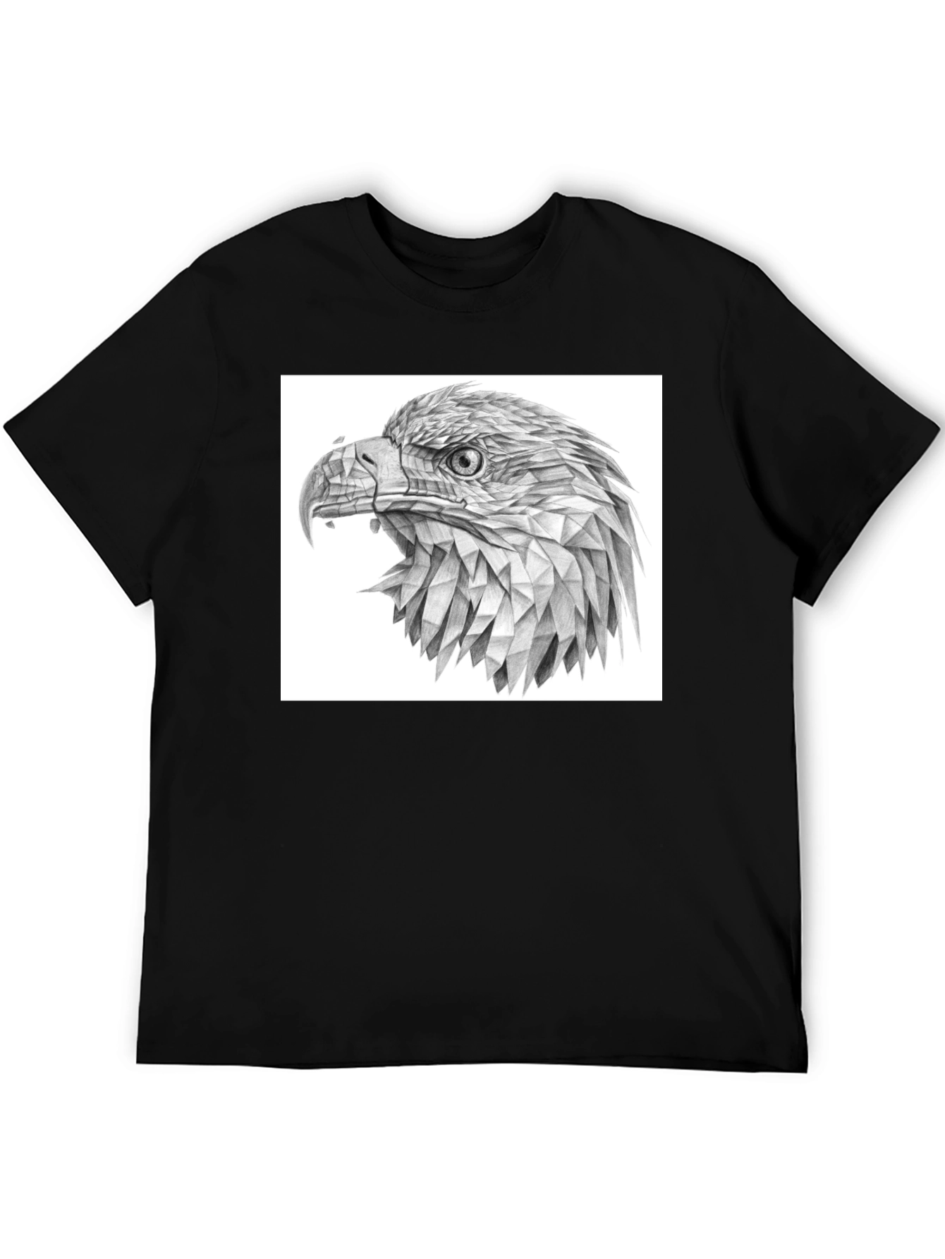Geometric Eagle Graphic Black T-Shirt