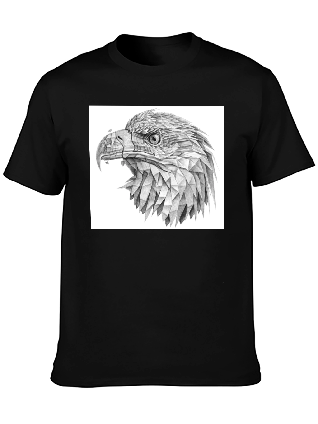 Geometric Eagle Graphic Black T-Shirt