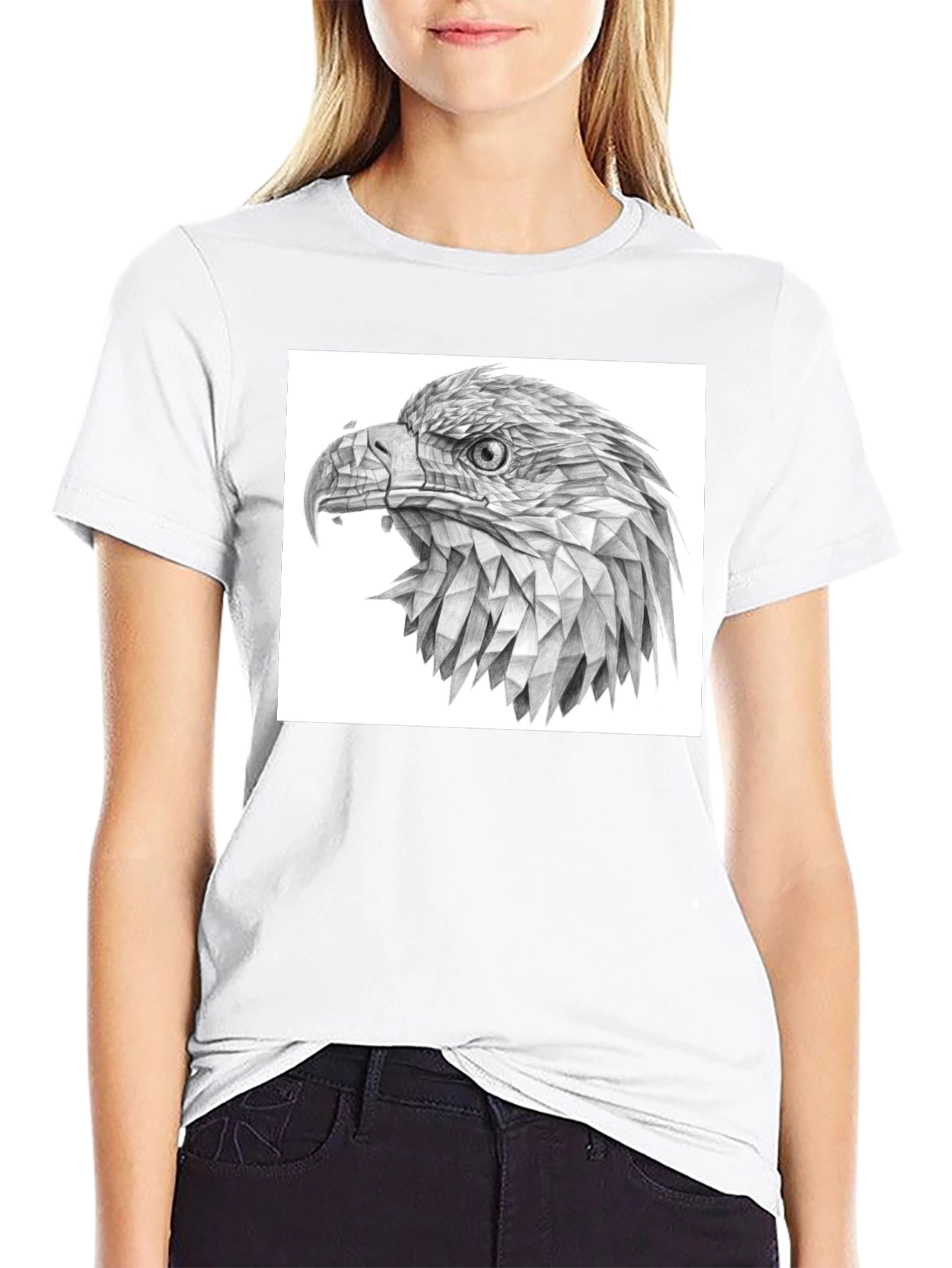 Geometric Eagle Graphic Black T-Shirt