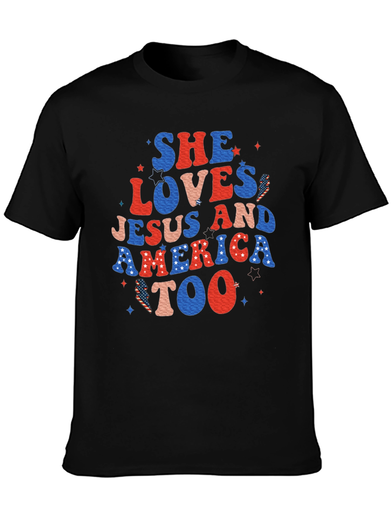 Patriotic She Loves Jesus & America Too T-Shirt