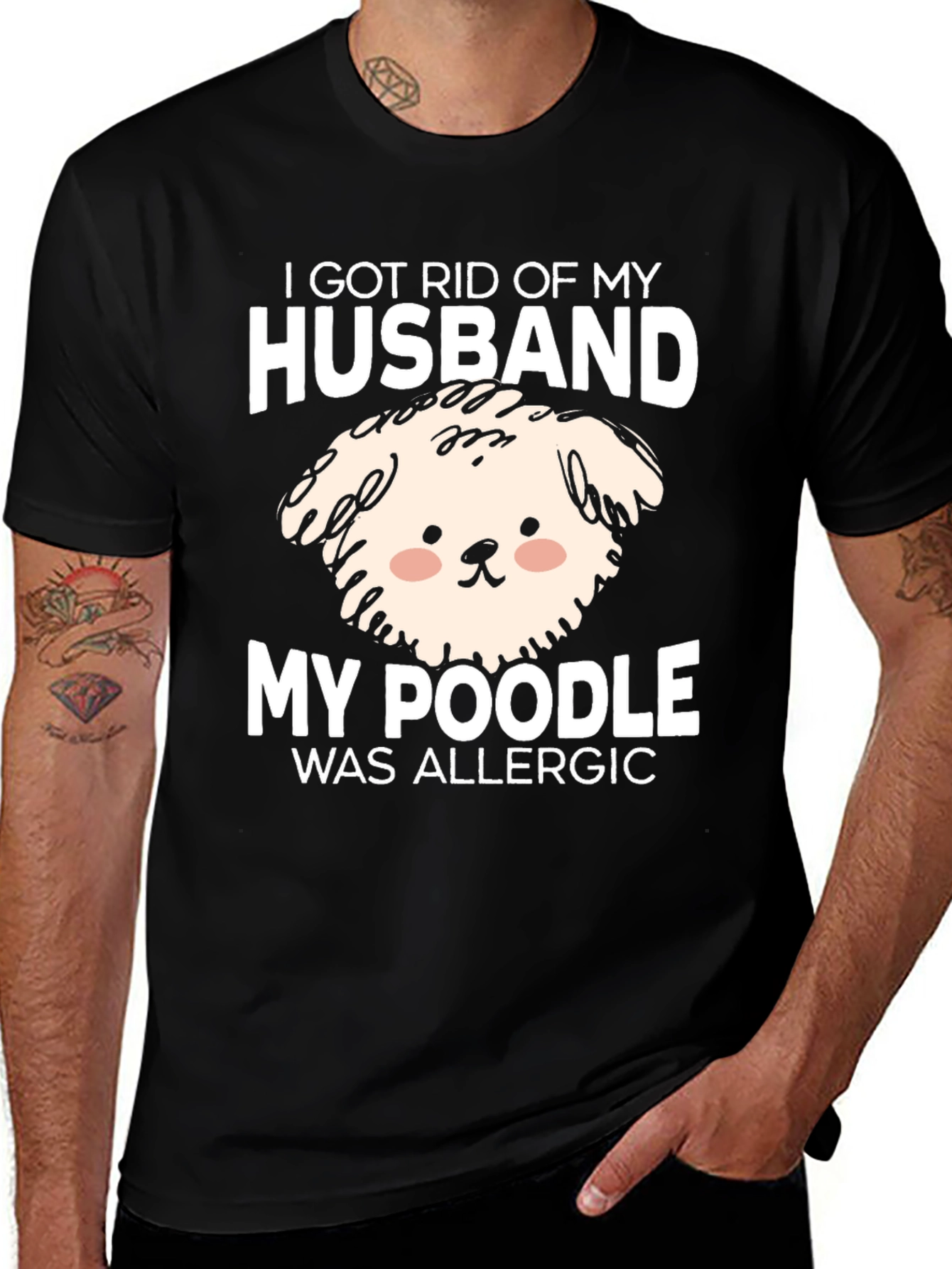 Husband Poodle Allergy Novelty Graphic Tee