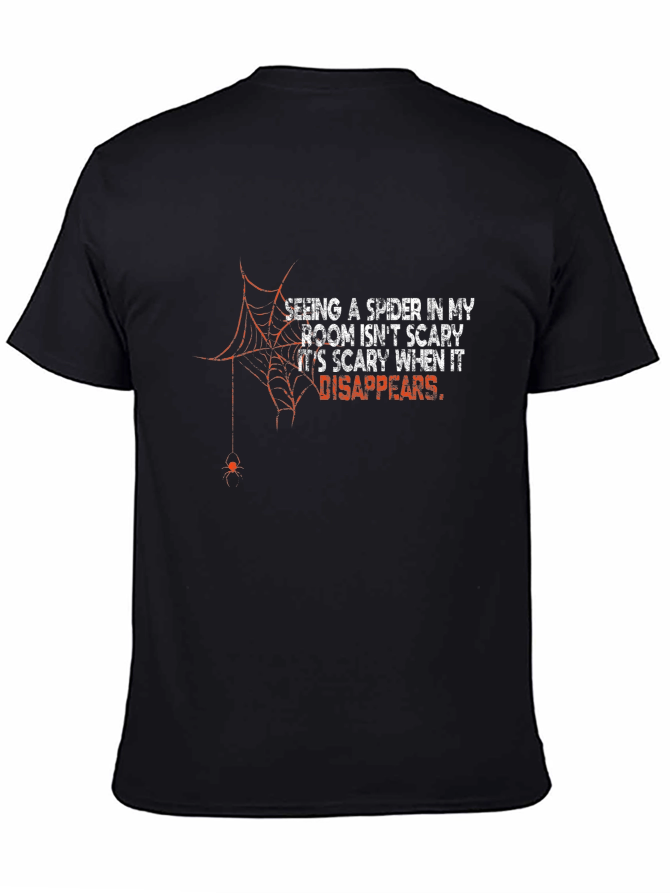 Scary Spider Disappears Mens Black T-Shirt