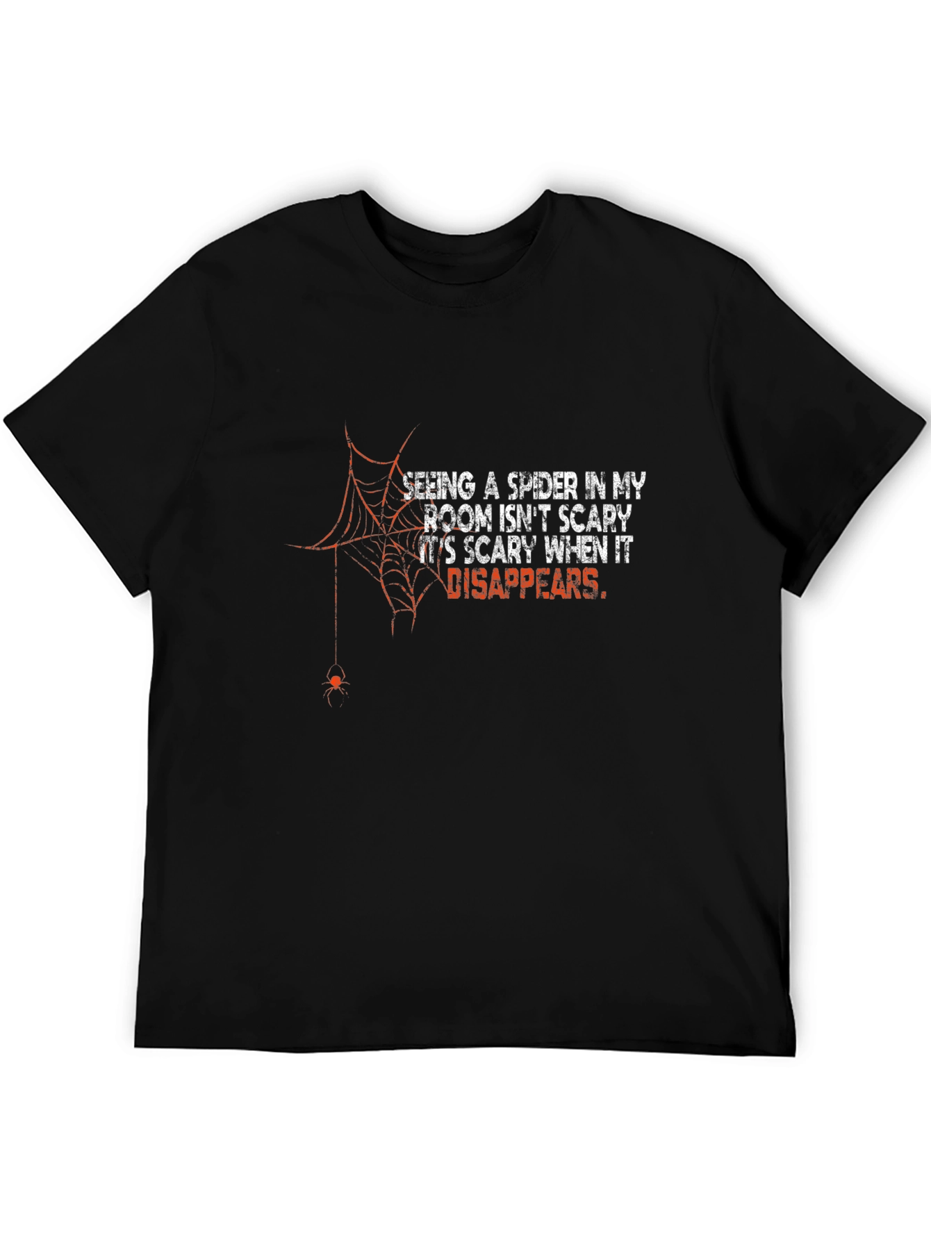 Scary Spider Disappears Mens Black T-Shirt