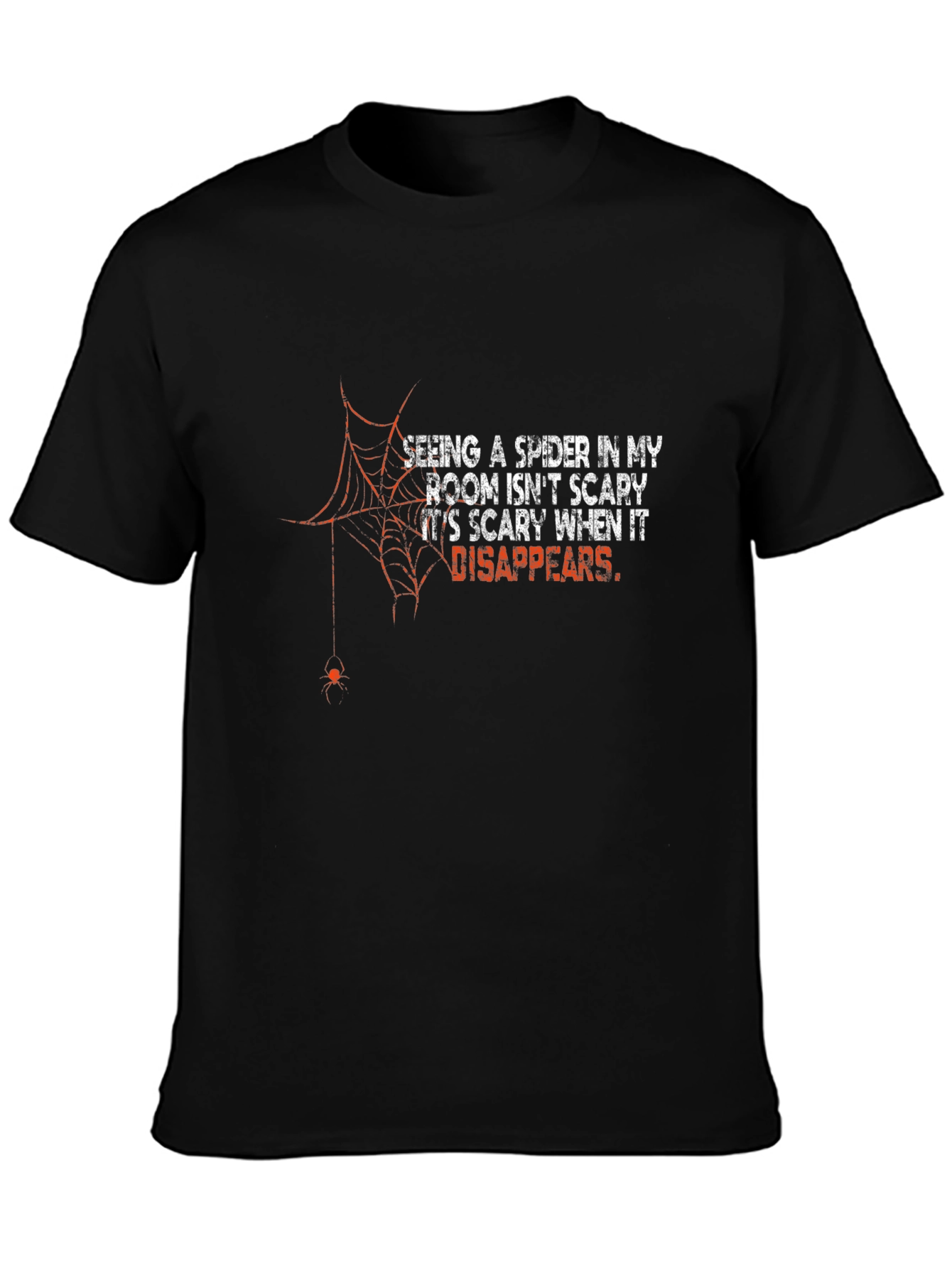 Scary Spider Disappears Mens Black T-Shirt