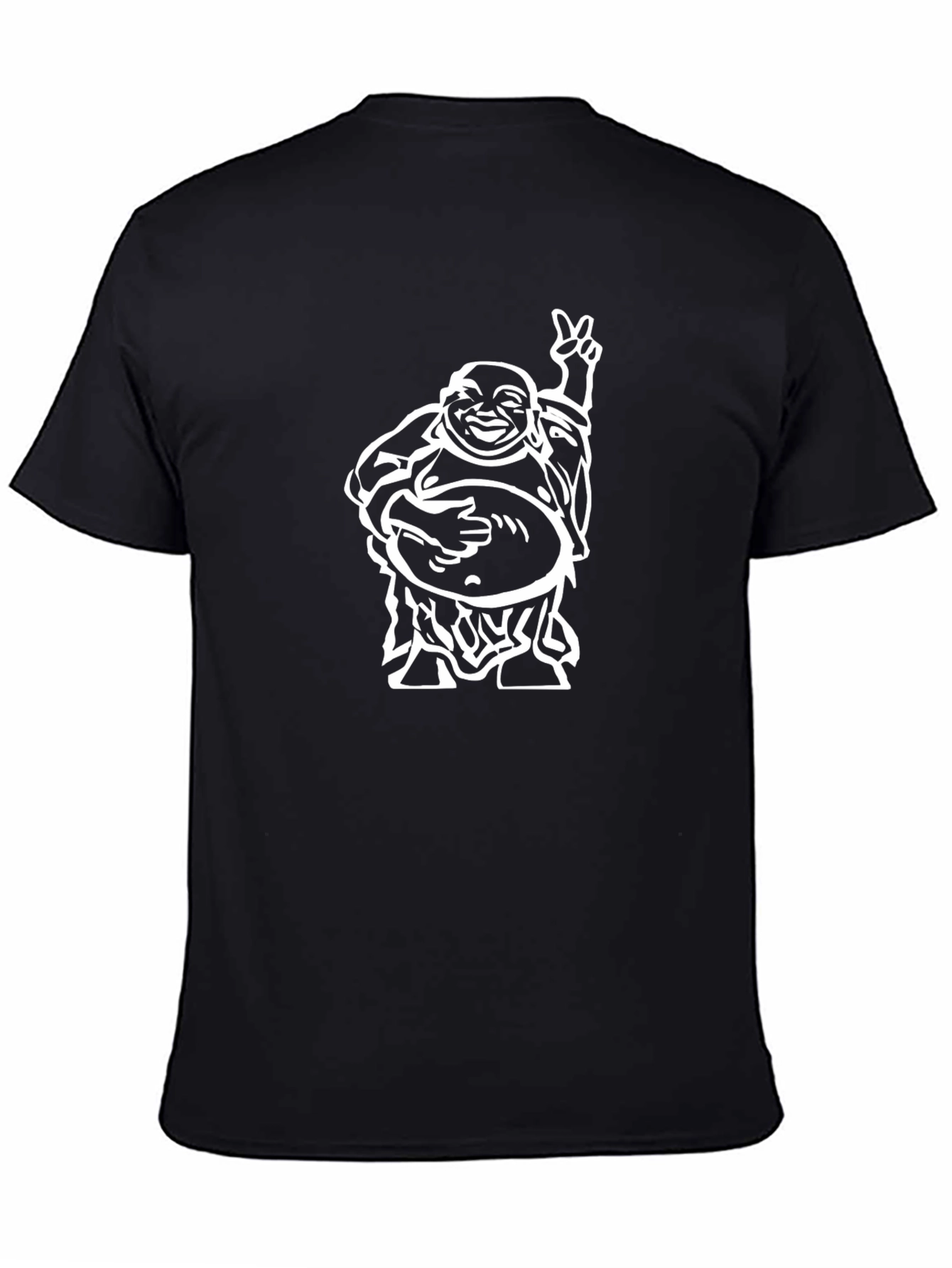 Laughing Buddha Graphic Black T-Shirt - Mens Casual Tee