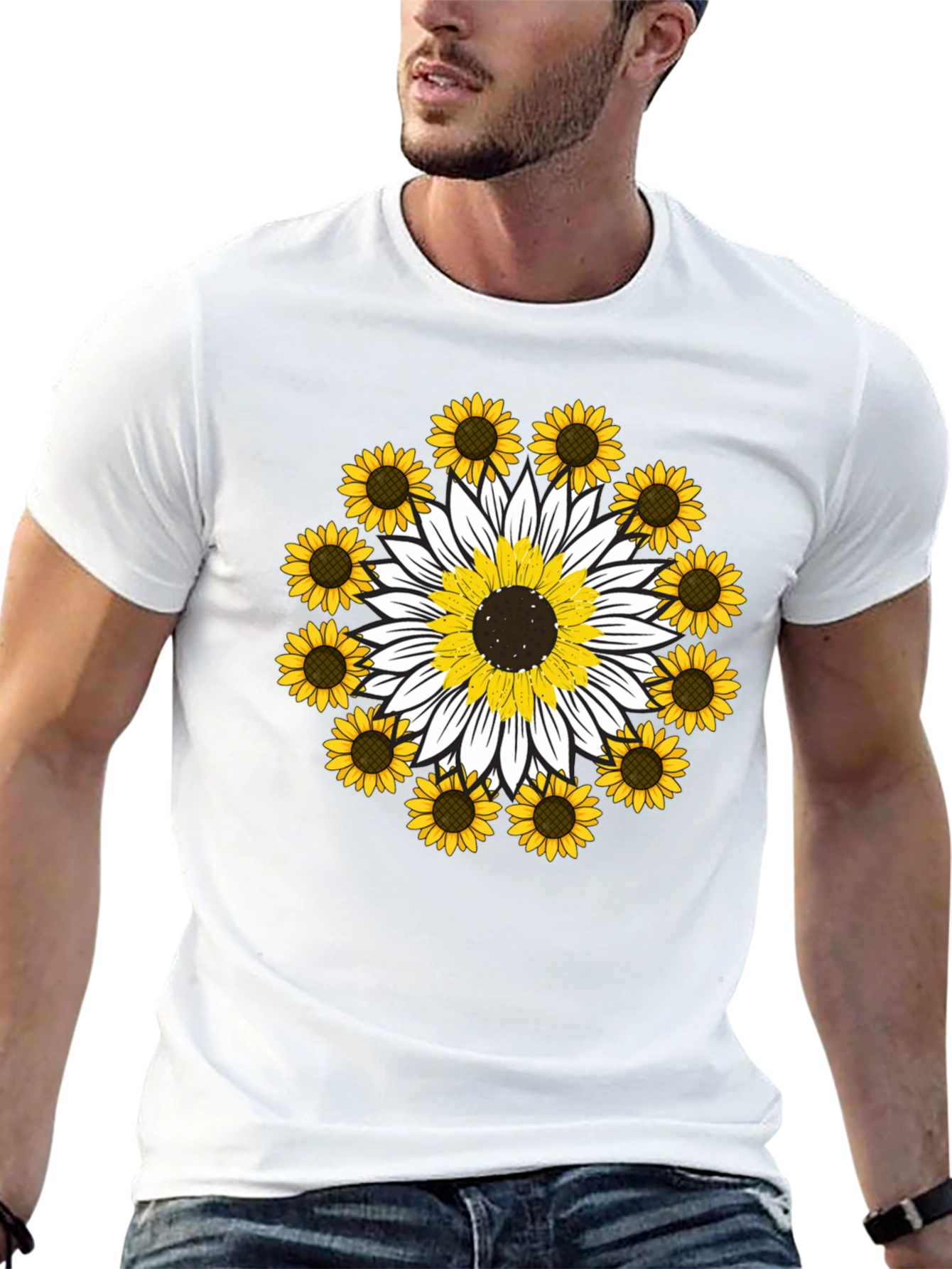 Sunflower Mandala Graphic Tee - Black