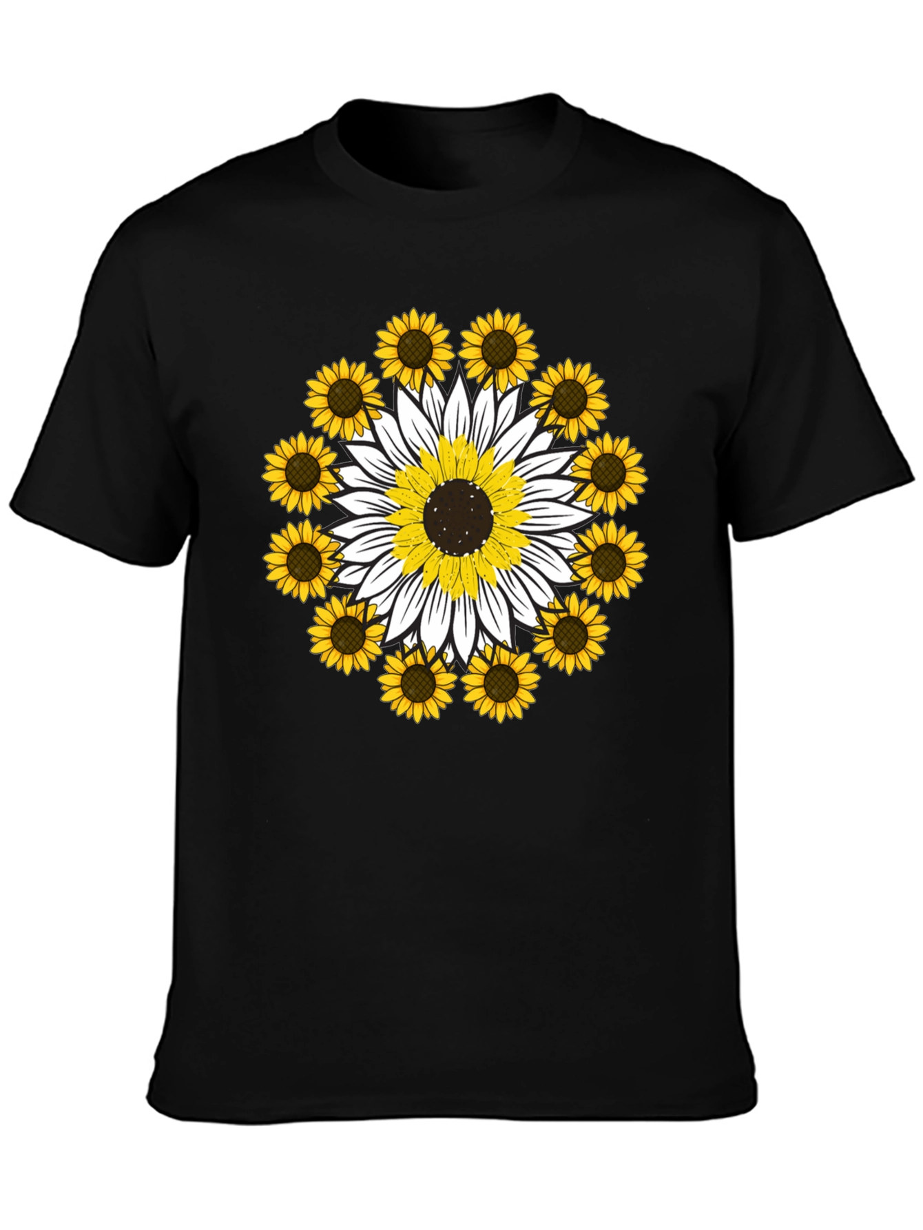 Sunflower Mandala Graphic Tee - Black