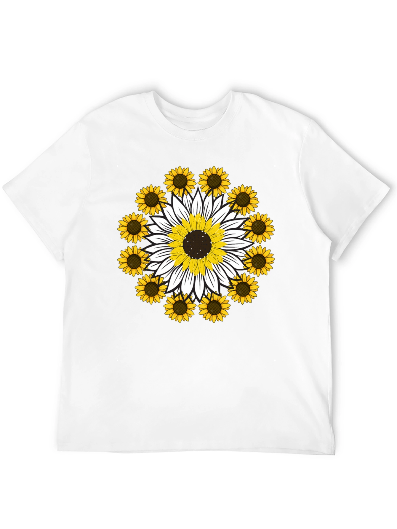 Sunflower Mandala Graphic Tee - Black