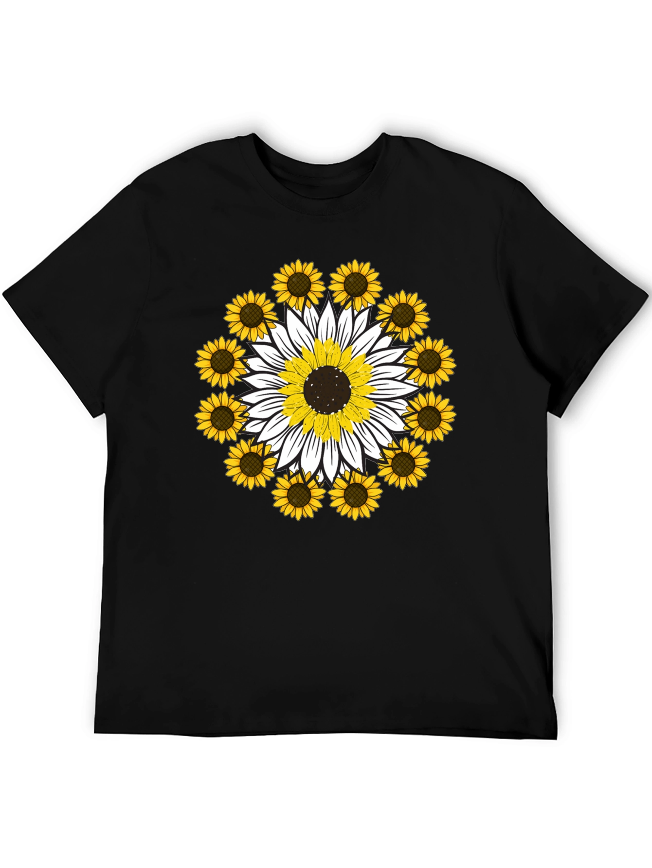 Sunflower Mandala Graphic Tee - Black