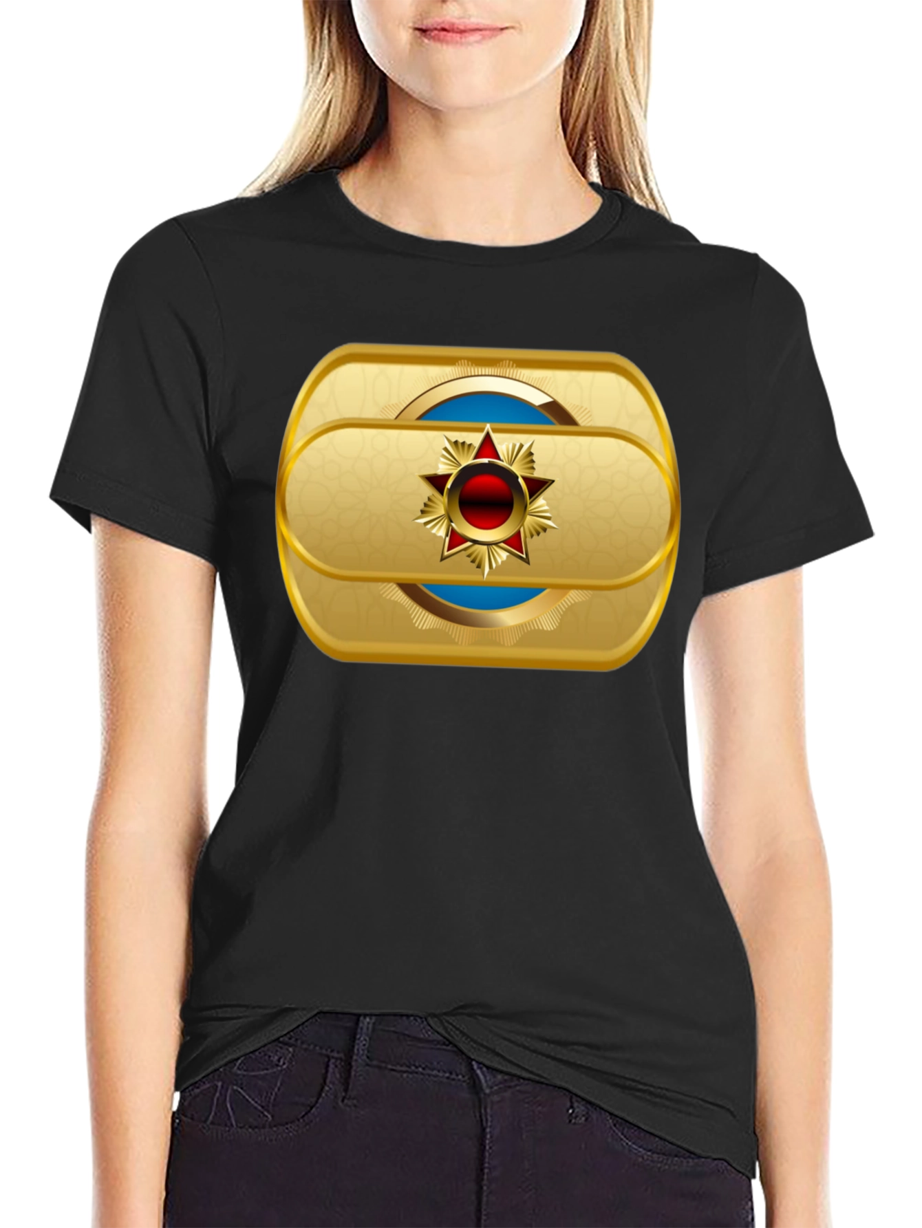 Gold Star Emblem Black T-Shirt