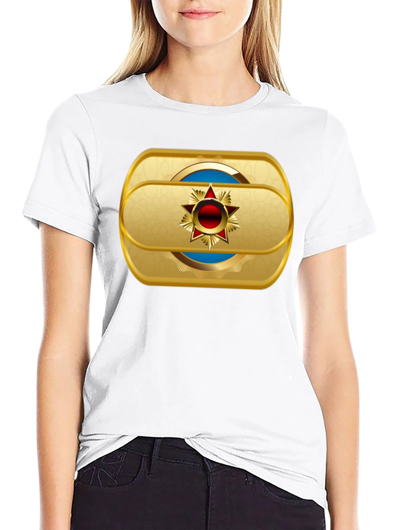 Gold Star Emblem Black T-Shirt