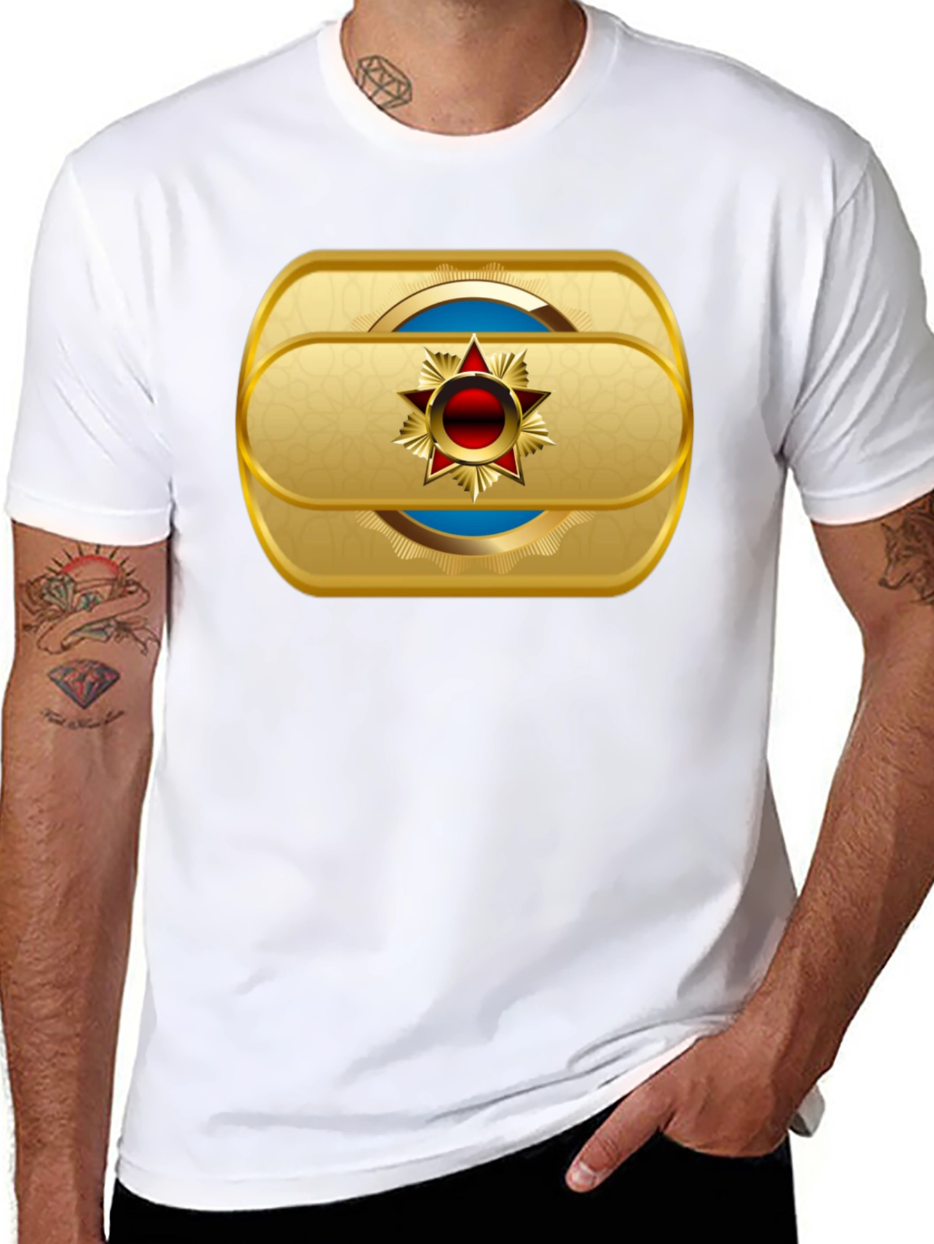 Gold Star Emblem Black T-Shirt