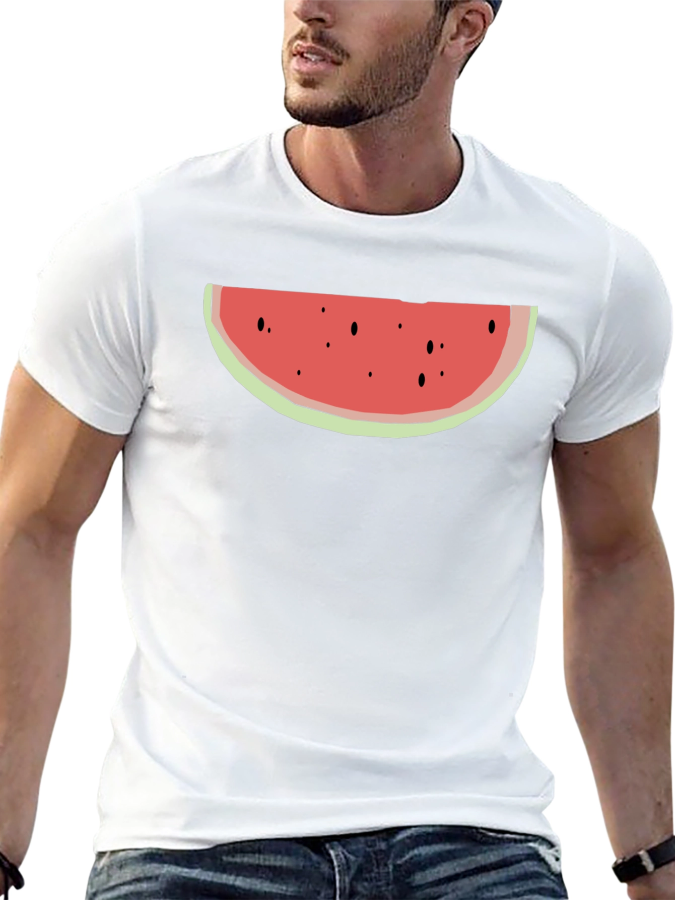 Watermelon Slice Graphic Tee - Black Cotton Blend