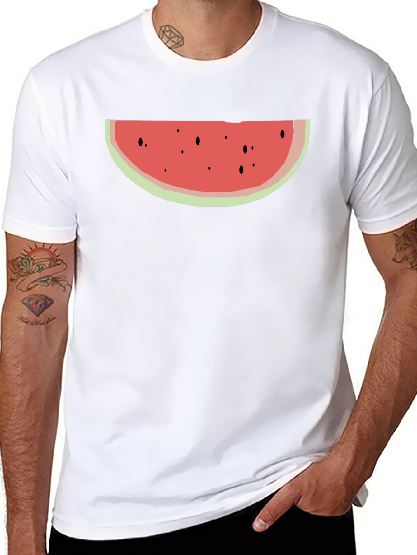 Watermelon Slice Graphic Tee - Black Cotton Blend
