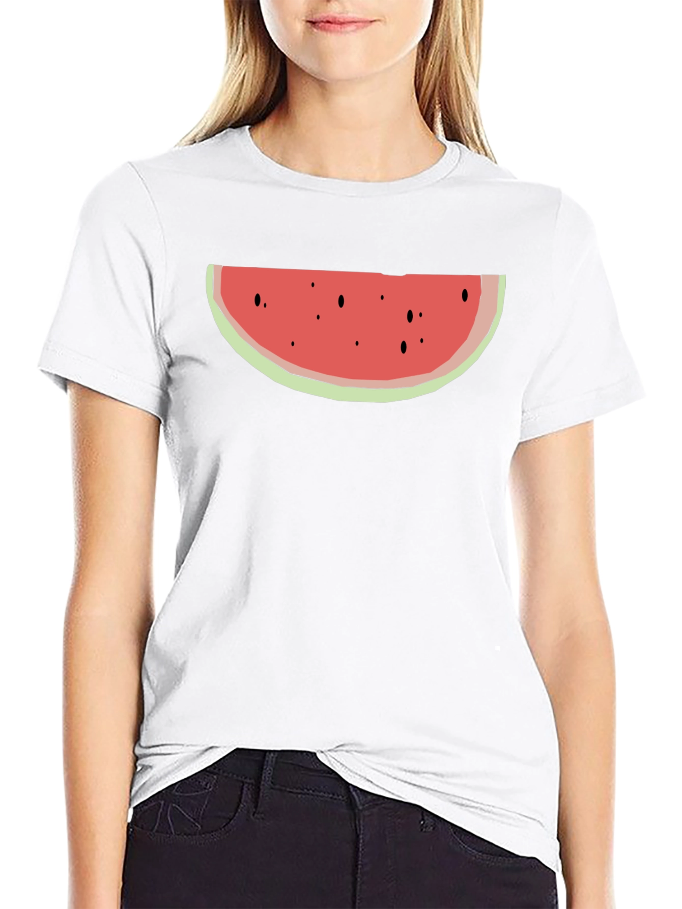 Watermelon Slice Graphic Tee - Black Cotton Blend