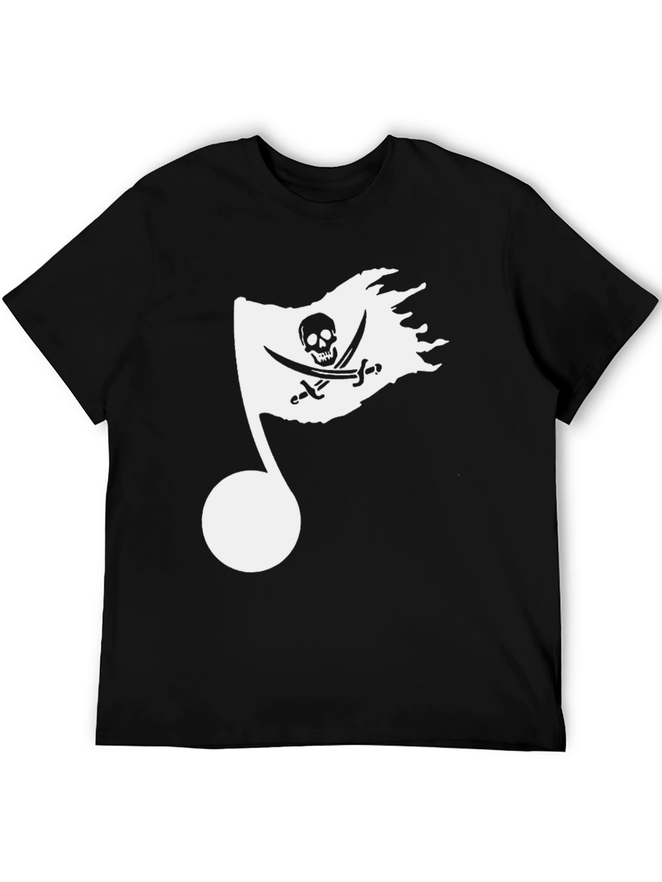 Musical Pirate Note Mens Black T-Shirt