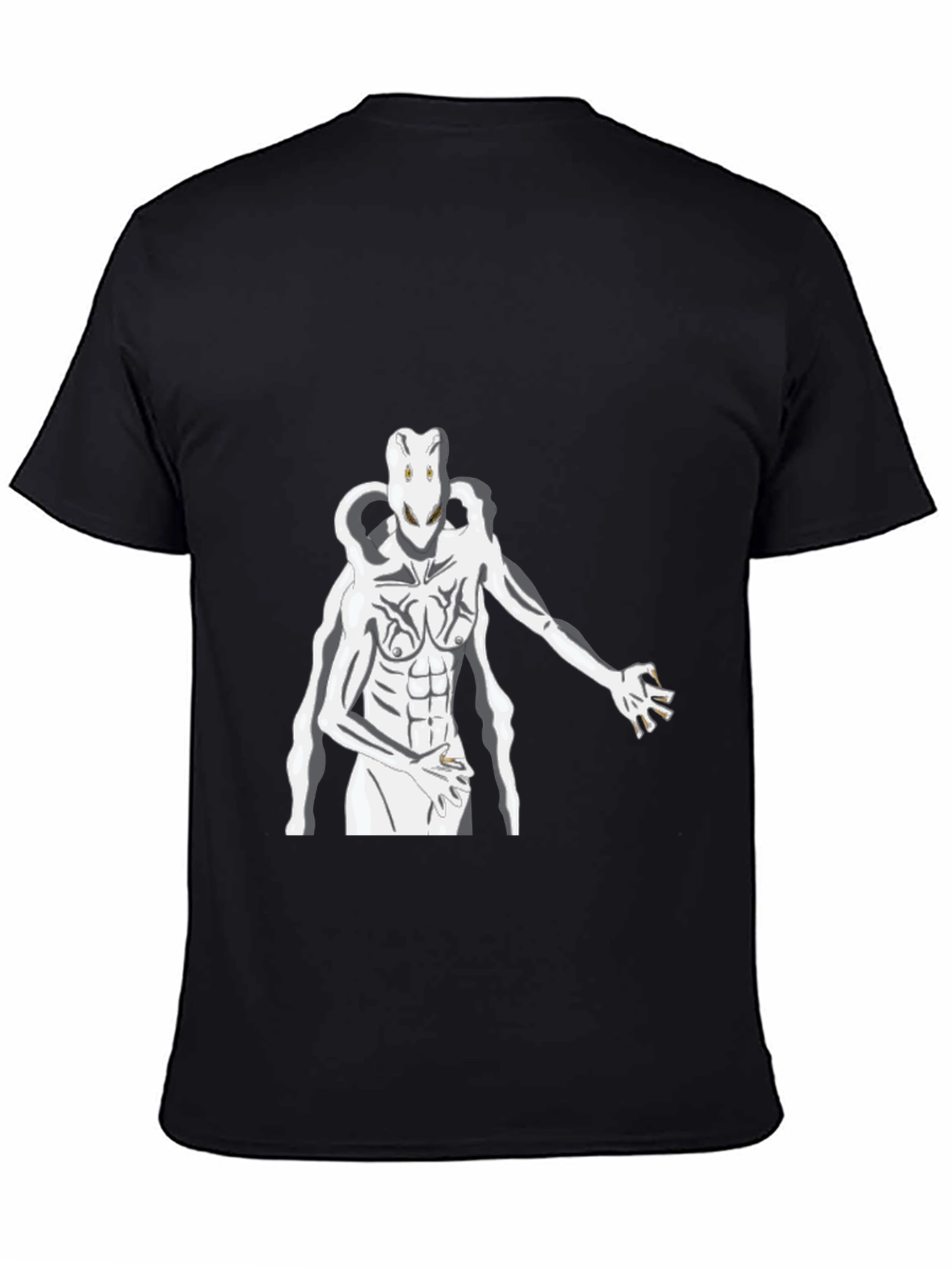Abstract White Figure Graphic Black T-Shirt