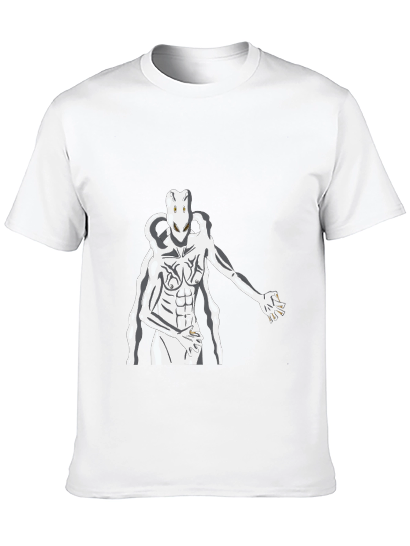 Abstract White Figure Graphic Black T-Shirt