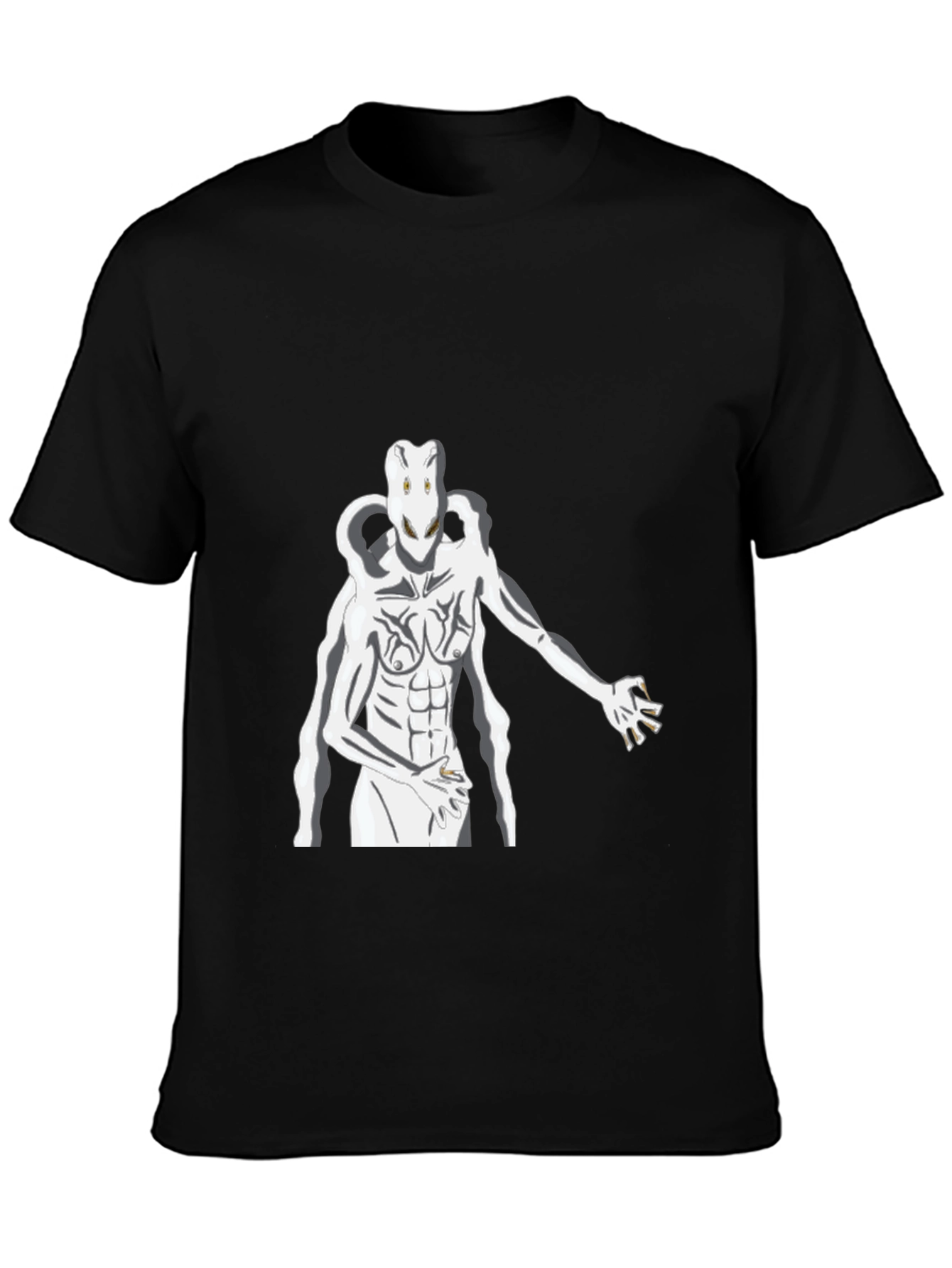 Abstract White Figure Graphic Black T-Shirt