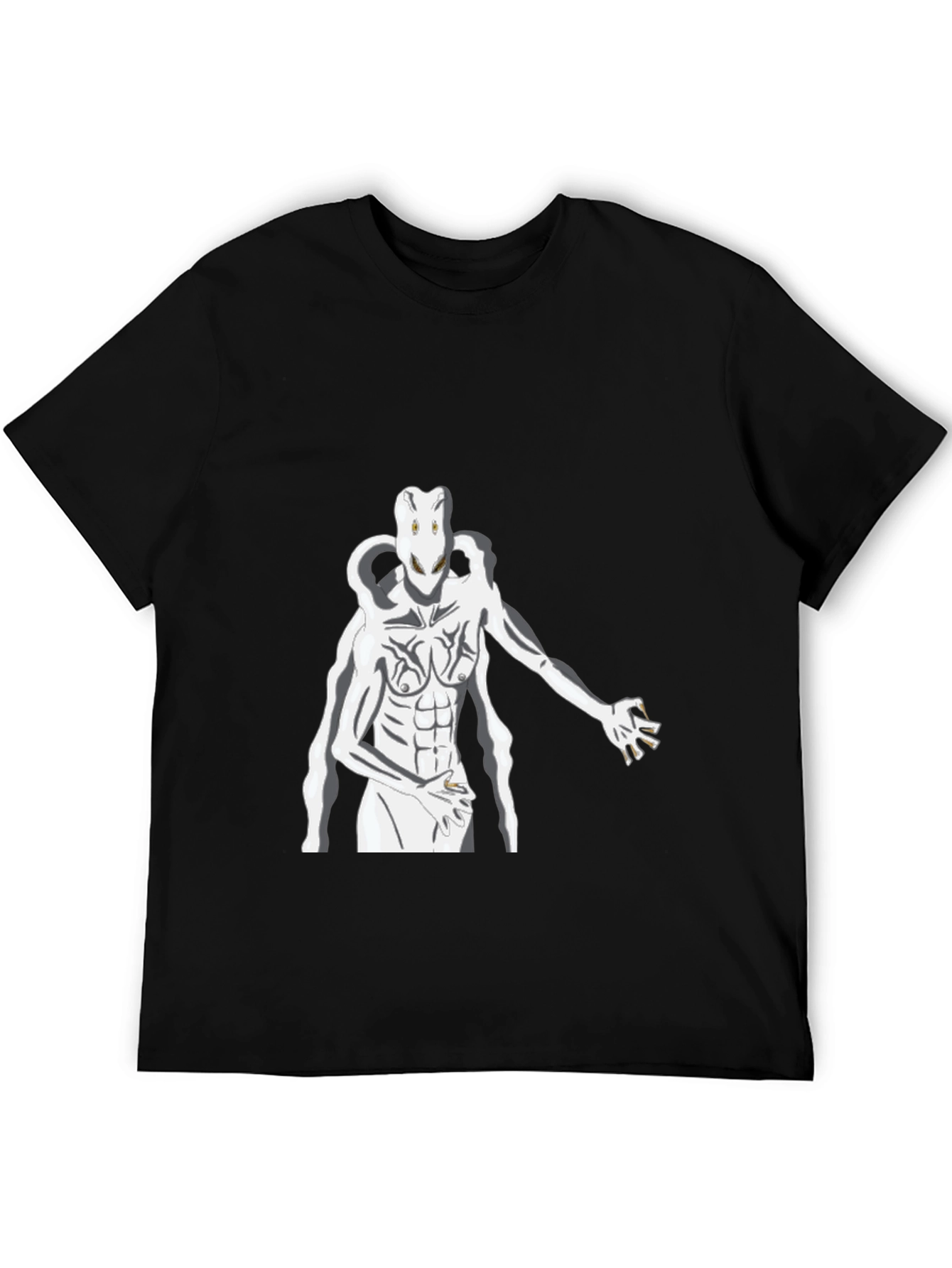 Abstract White Figure Graphic Black T-Shirt