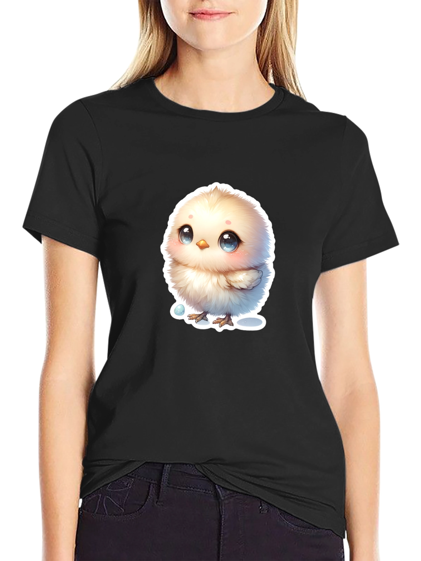 Cute Chick Graphic T-Shirt - Black