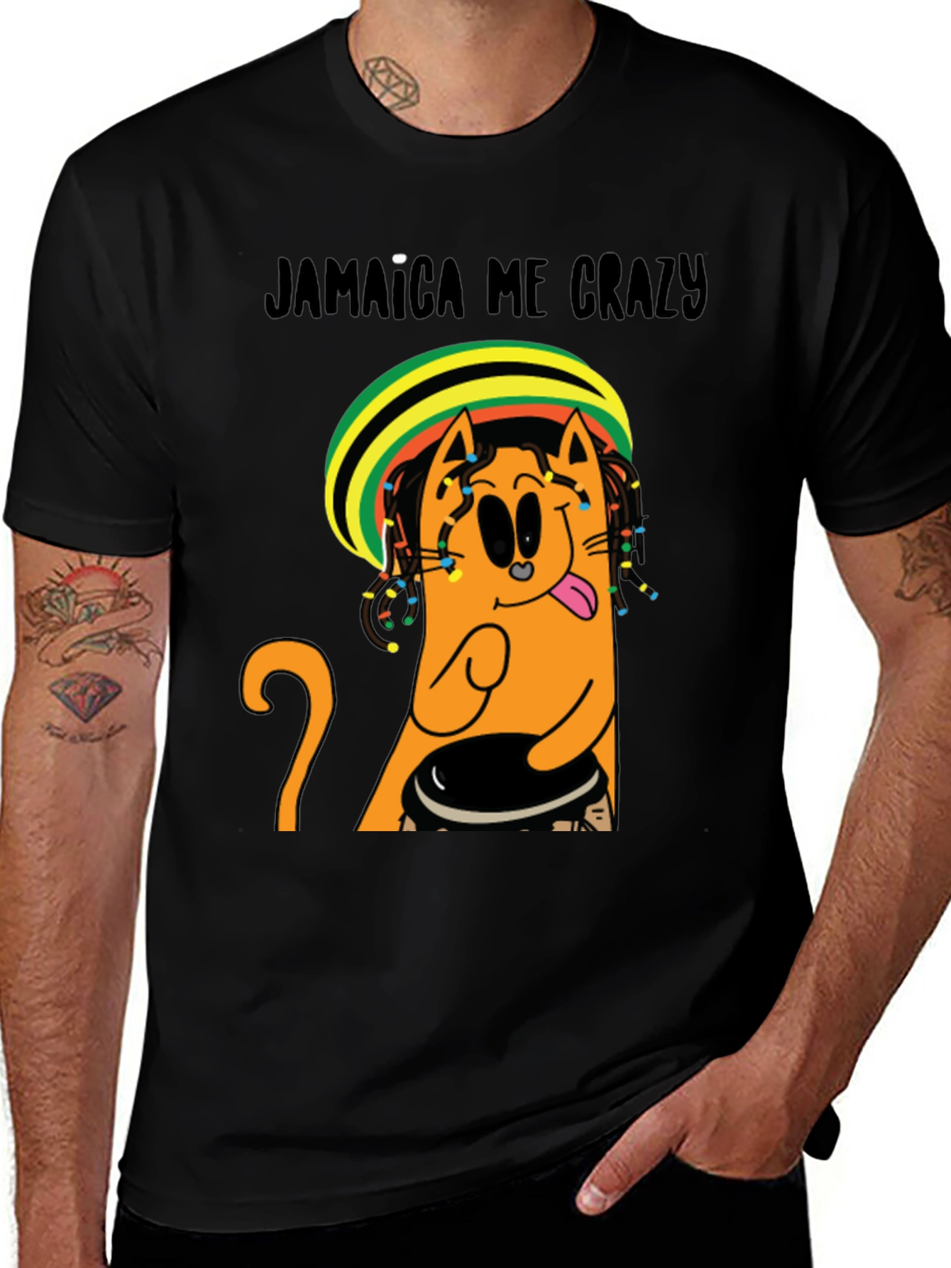 Jamaica Me Crazy T-Shirt - Cat Reggae Design