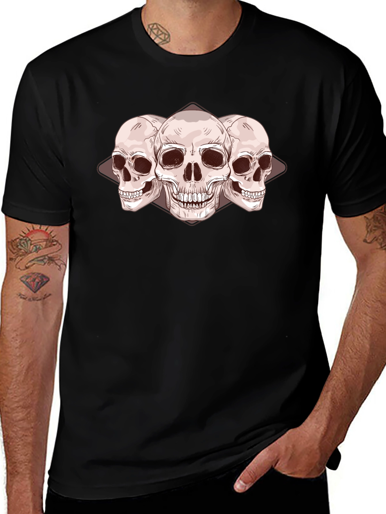 Skull Trio Graphic Tee - Dark Fashion