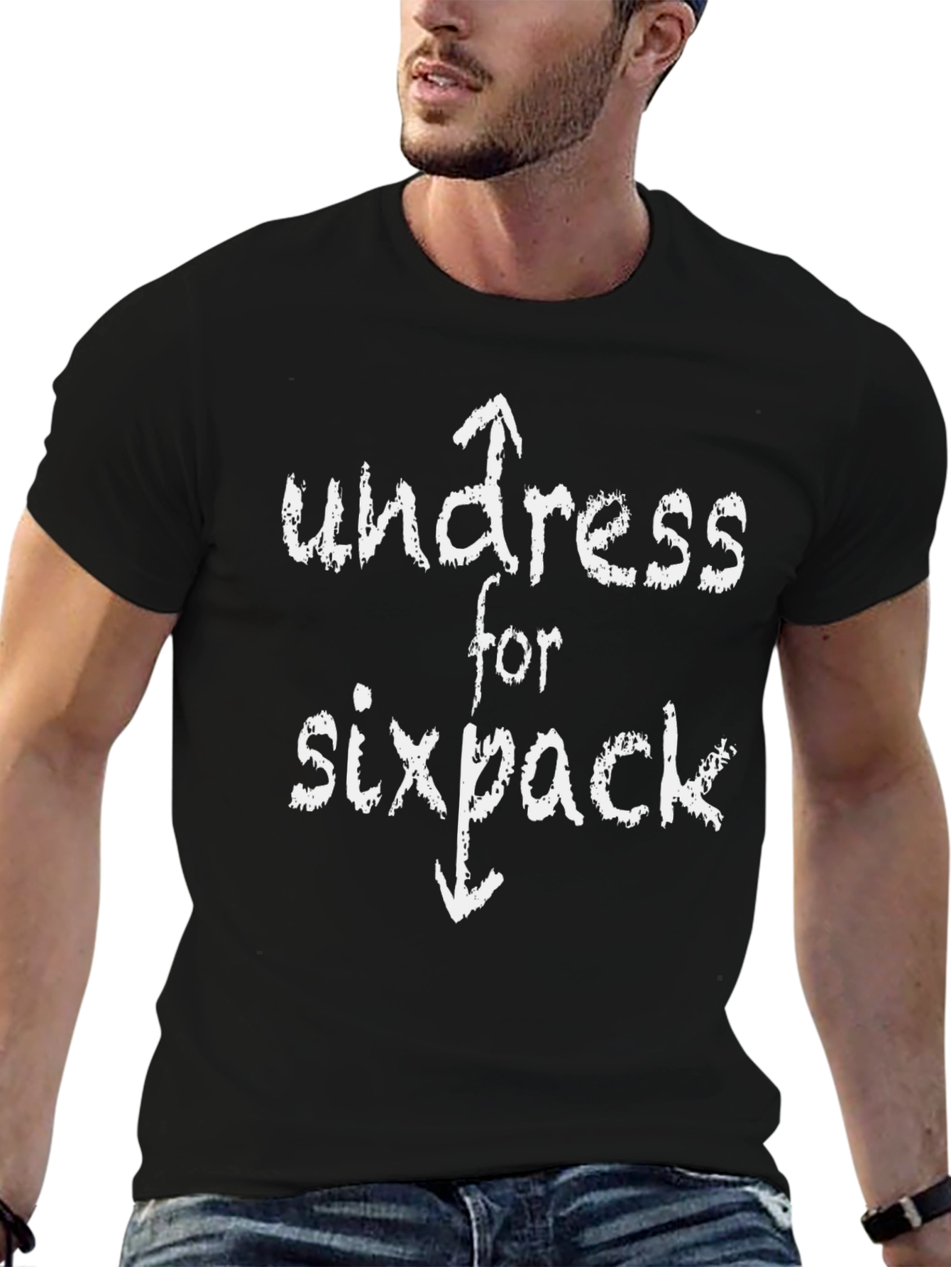 Undress for Sixpack Mens Black T-Shirt