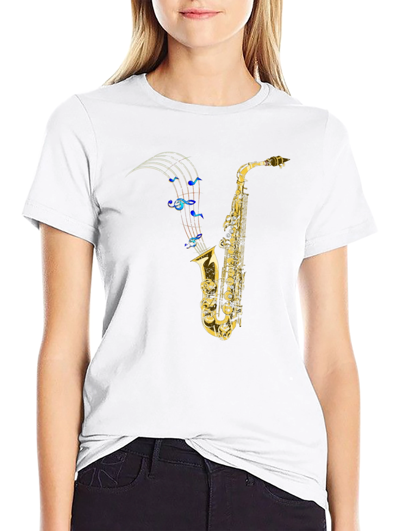 Saxophone Music Note Graphic T-Shirt